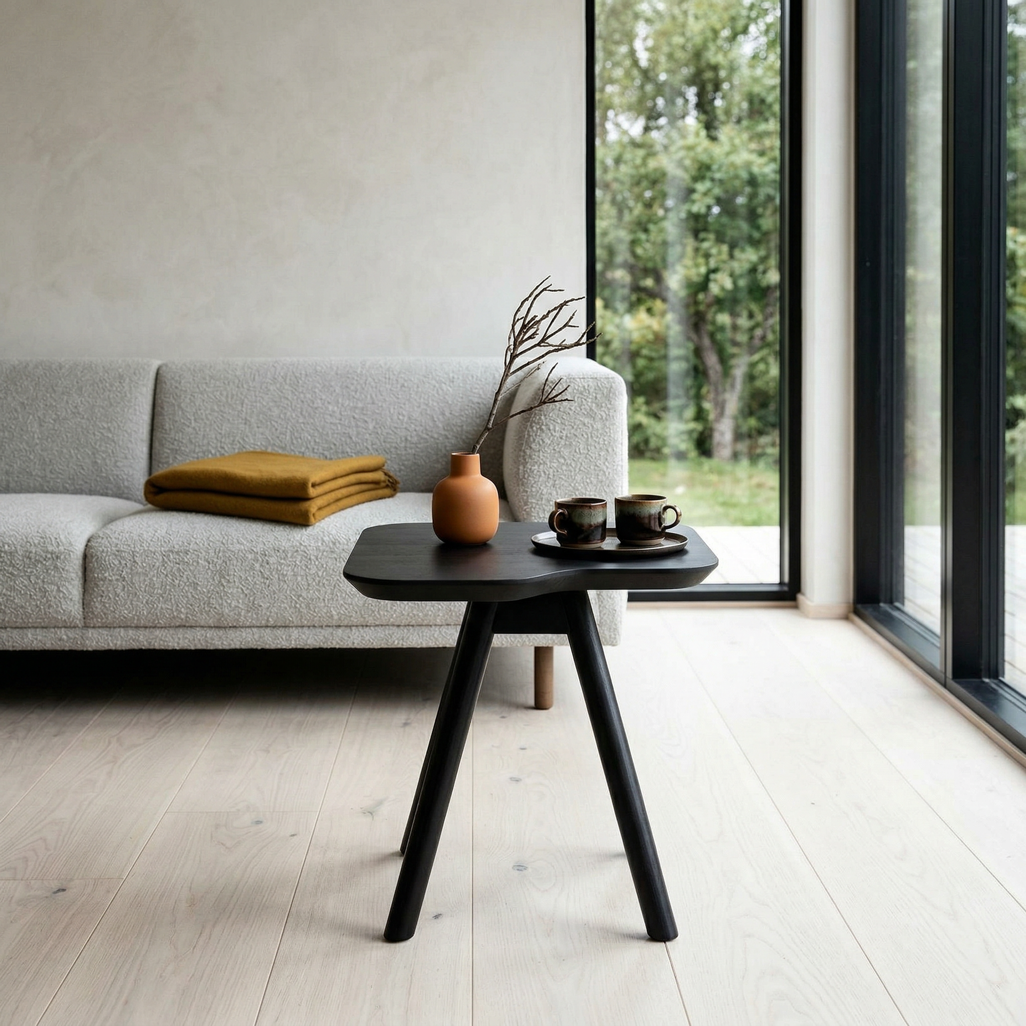 Coffee table ash wood black