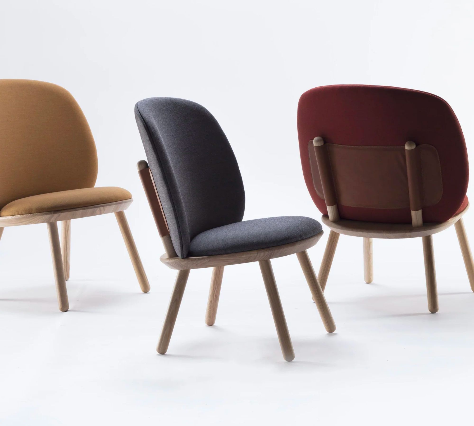 Naïve Poltrona lounge Legno di frassino Velluto Navy