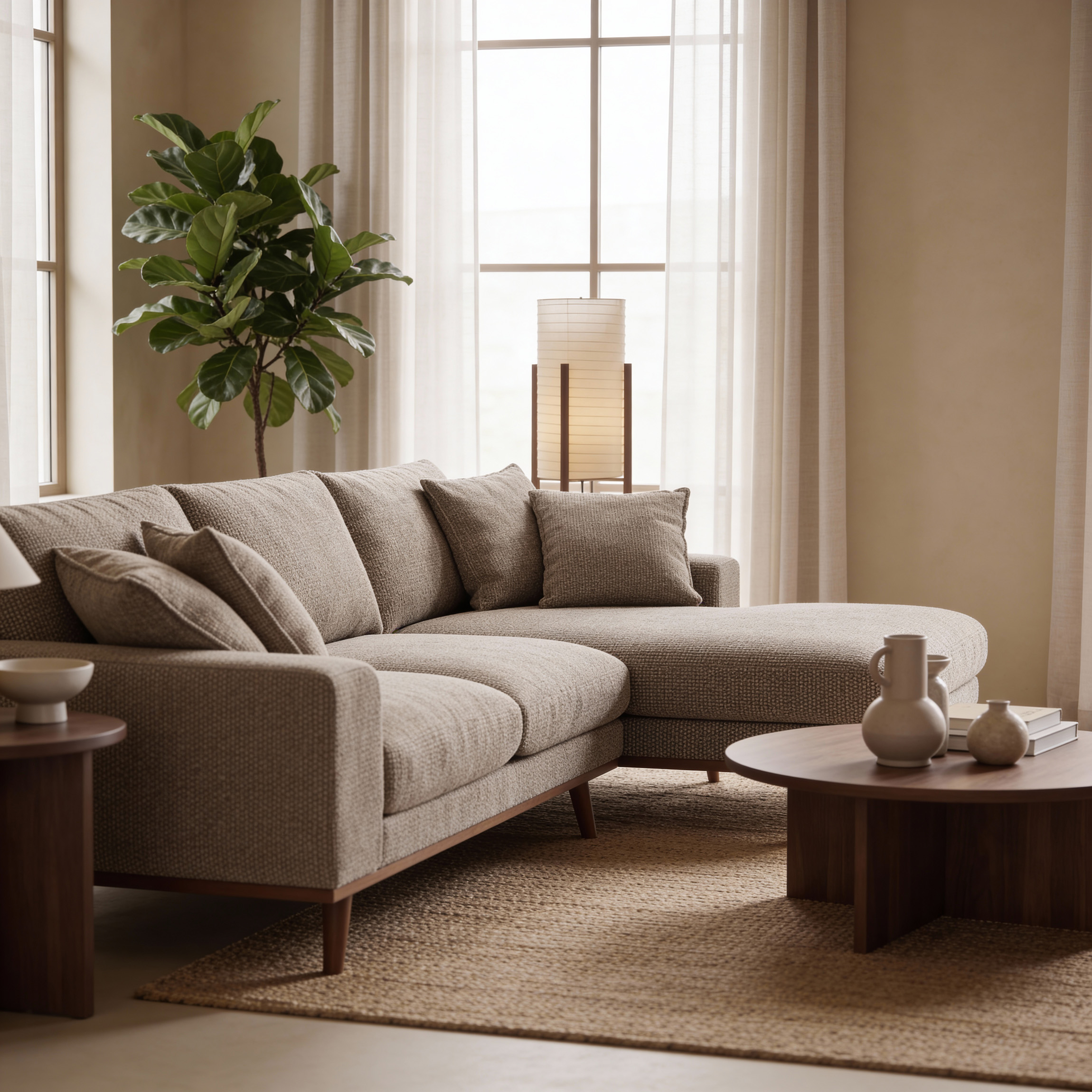 Corner Sofa Harper 3-Seater Right Light Brown