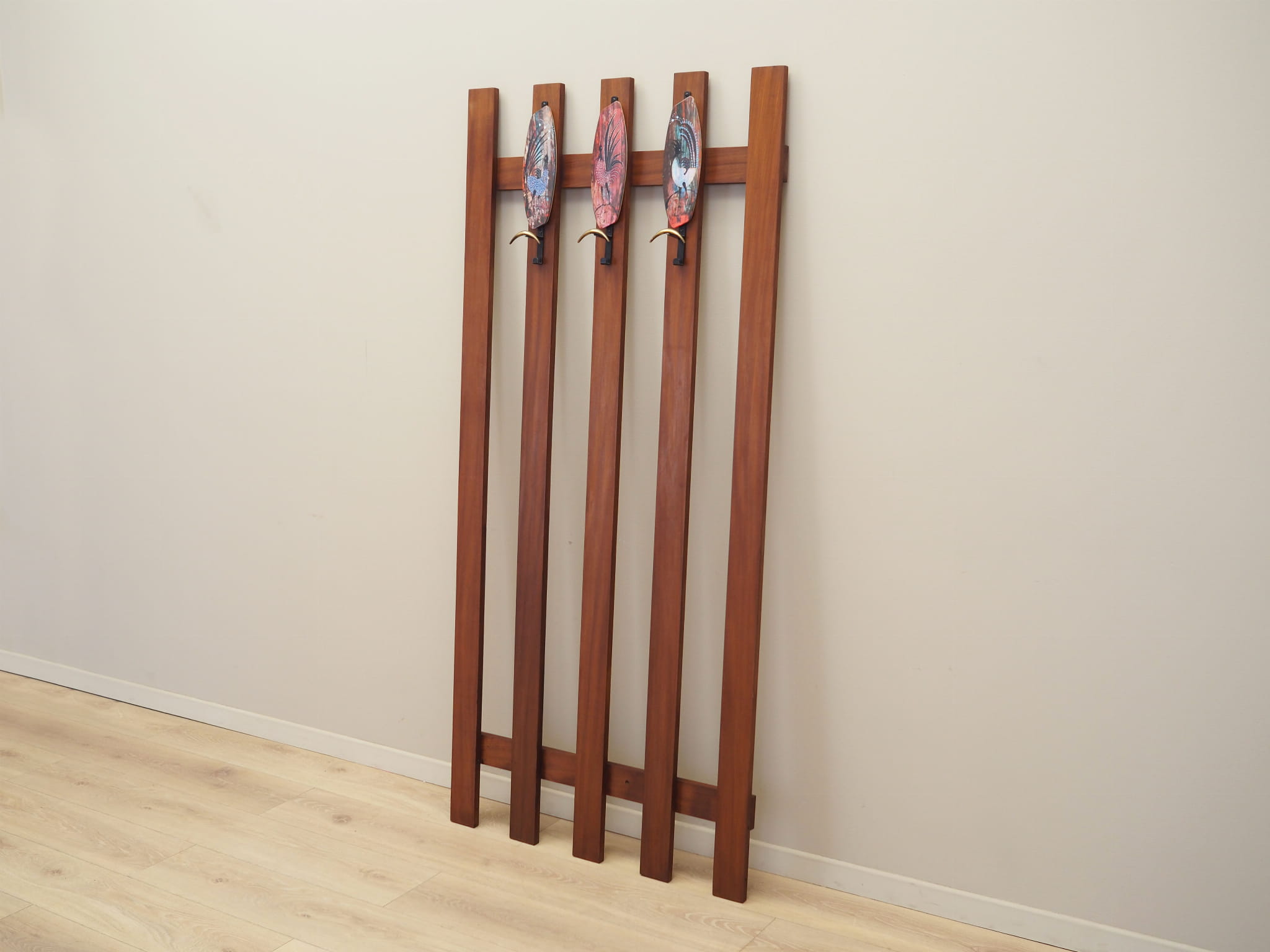 Teak wall coat rack 1970s