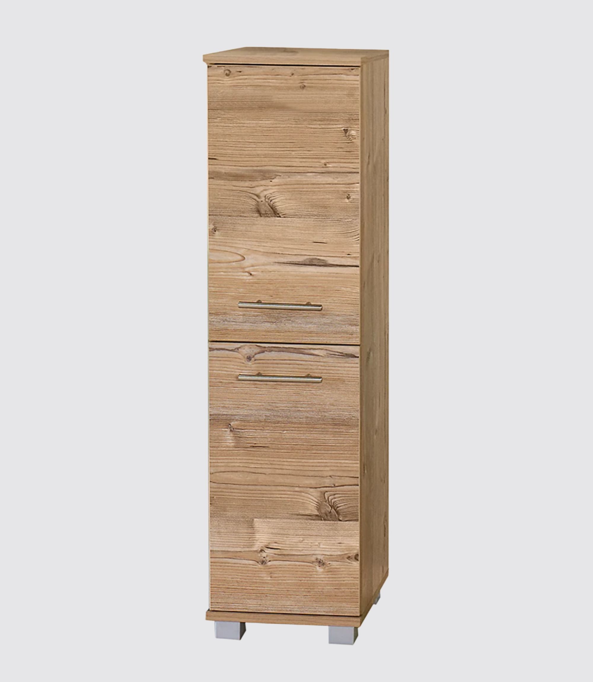 Hochschrank 2-türig Silberfichte Dekor Braun