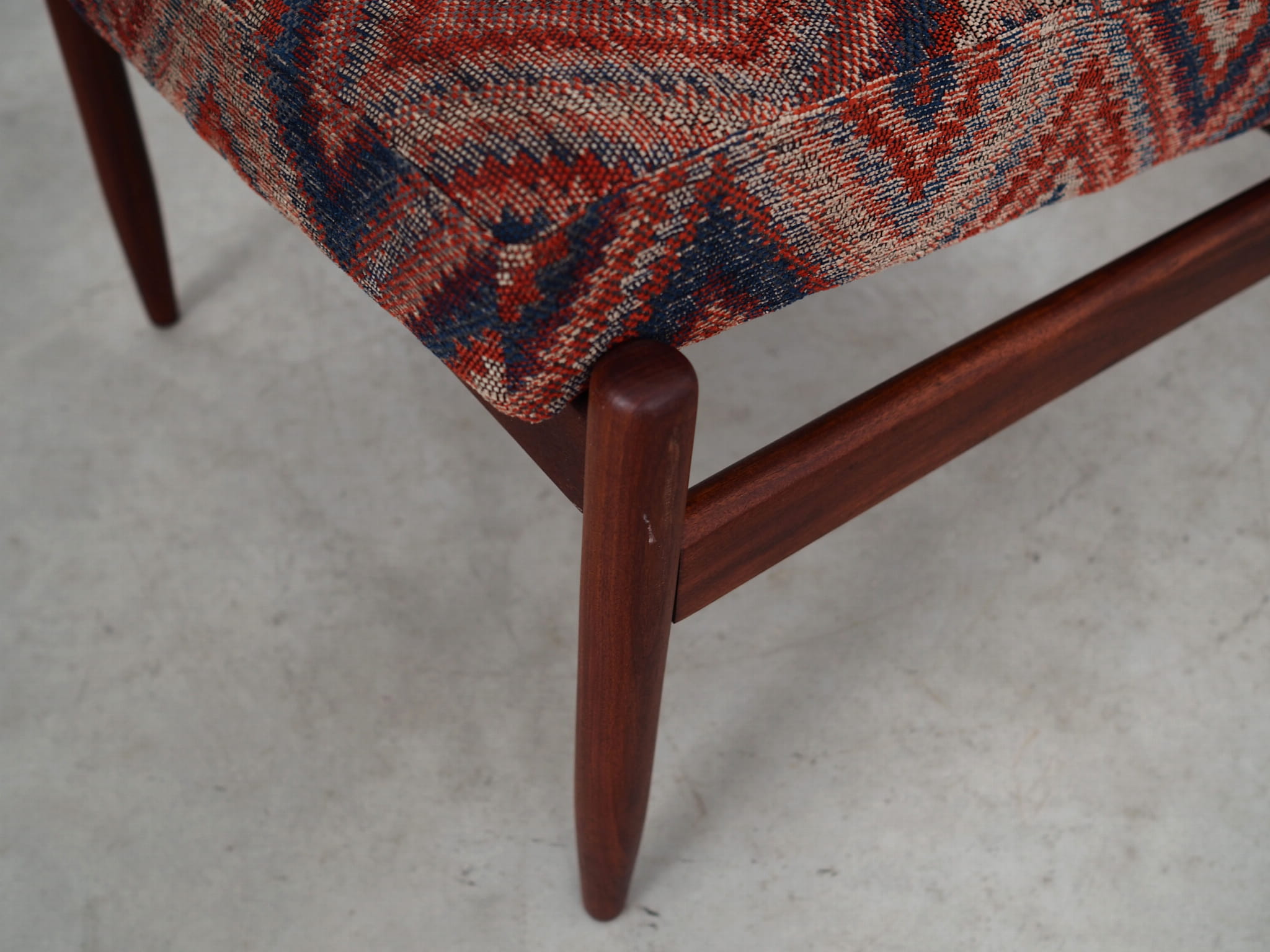 Vintage Stuhl Teakholz Textil Mehrfarbig 1970er Jahre 