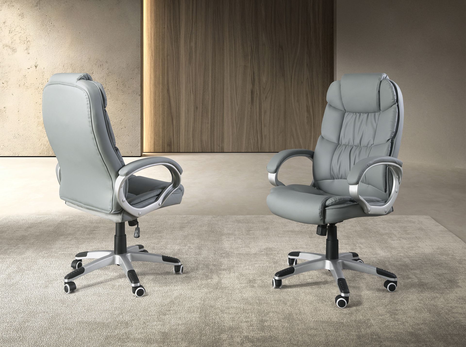 Office chair faux leather gray