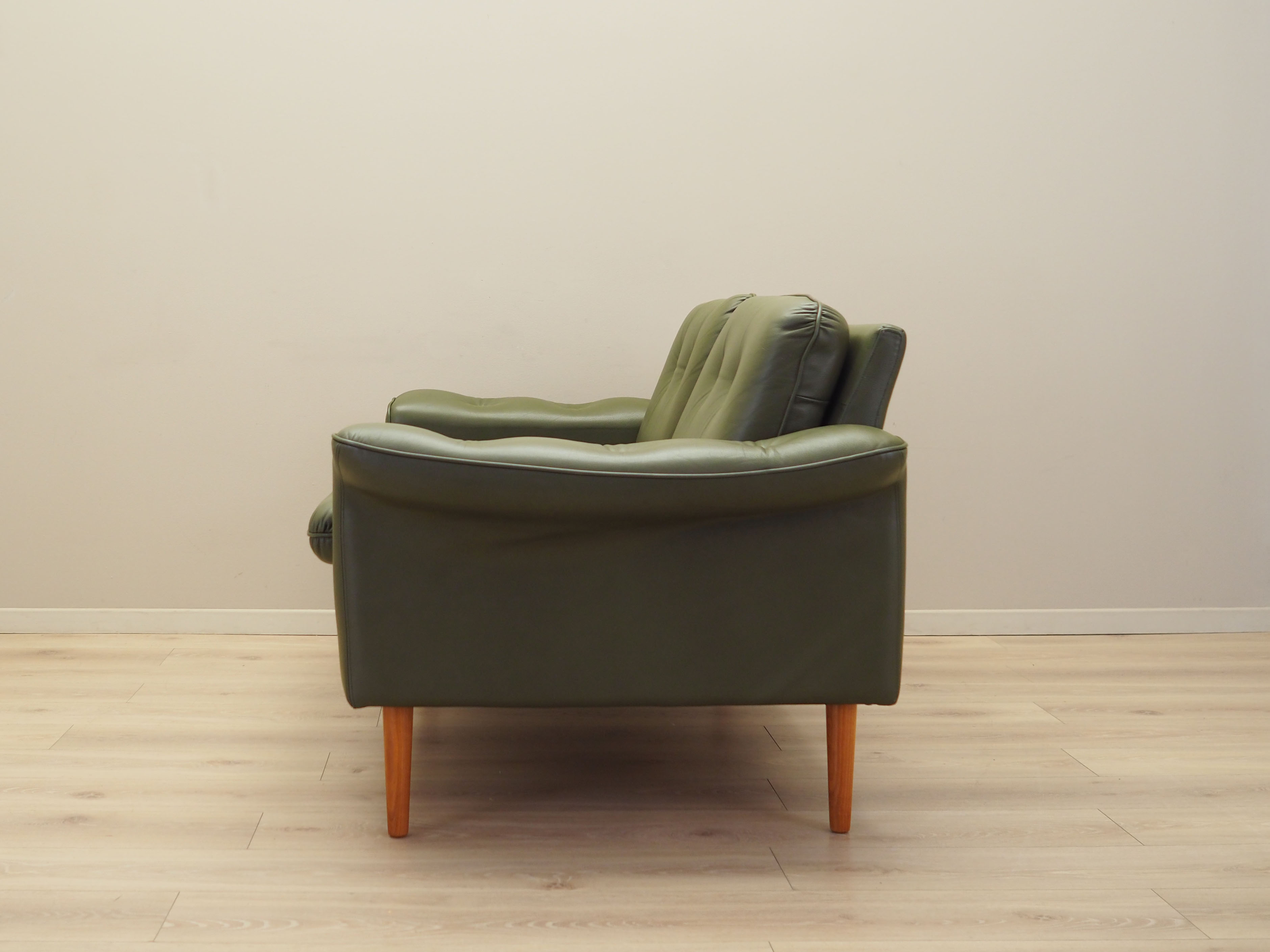 Sofa Leder Grün 1970er Jahre