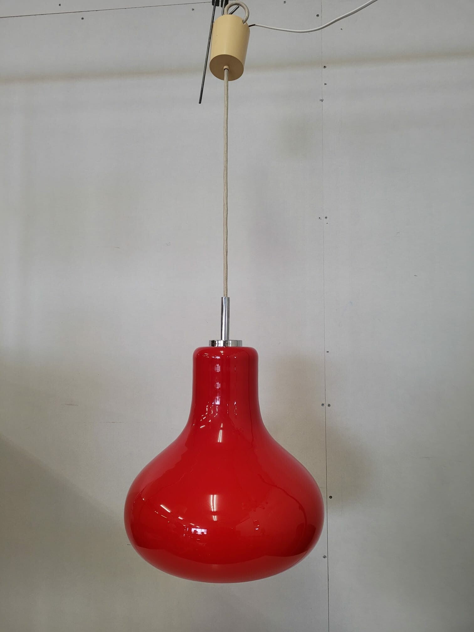 Vintage Hängelampe Glas Rot