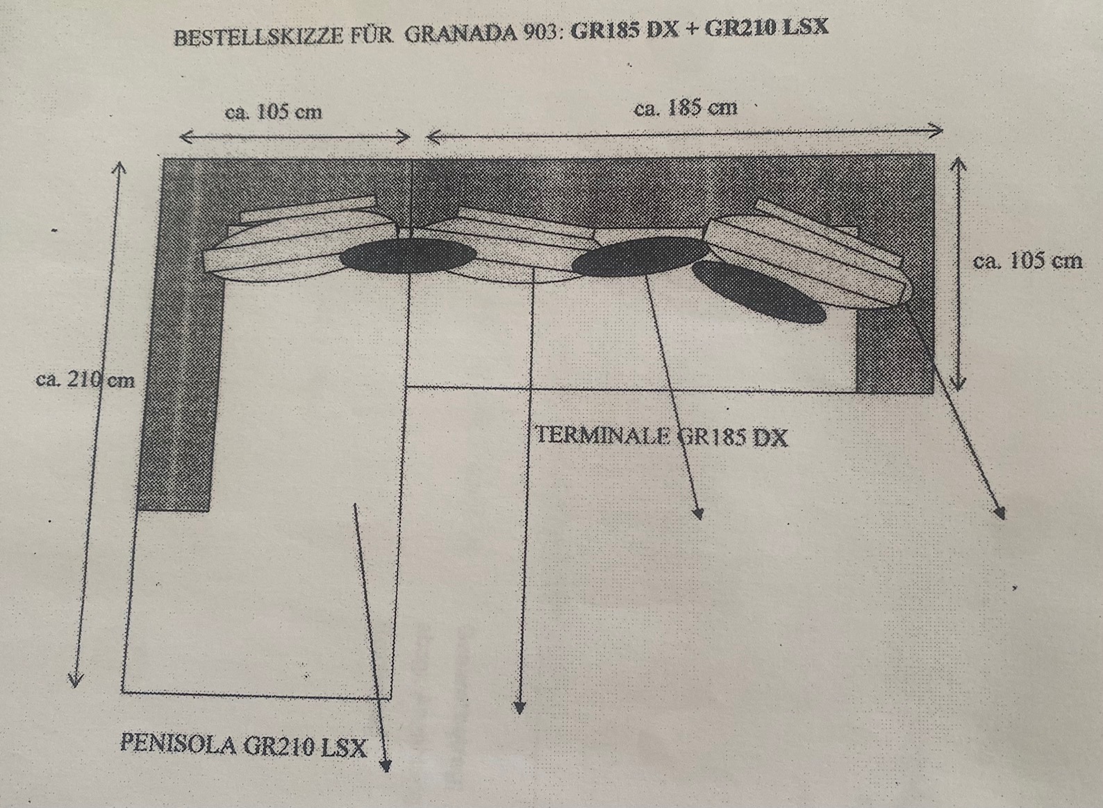 Granada Ecksofa Baumwolle Grau