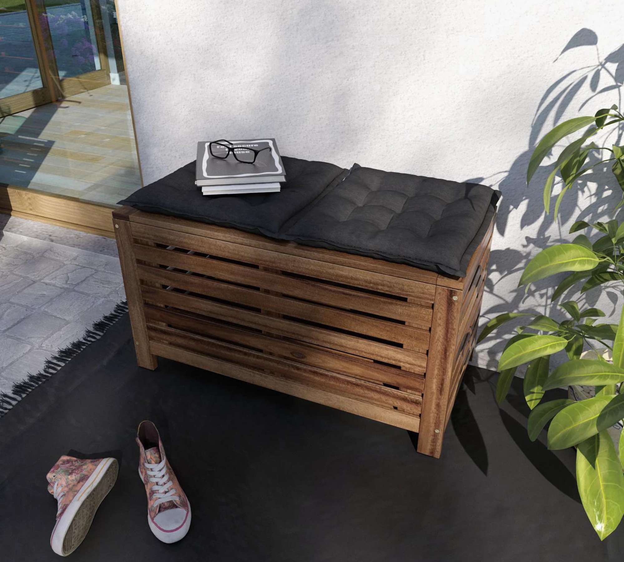 Gartenbox mit Sitzgelegenheit Holz Braun