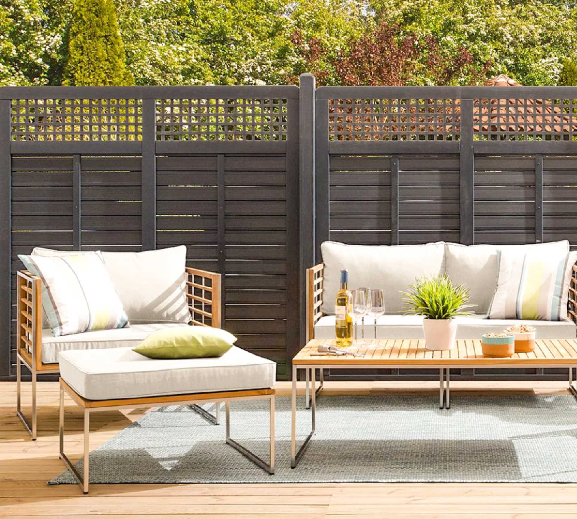 Gartensessel Teakholz Massiv Hellgrau