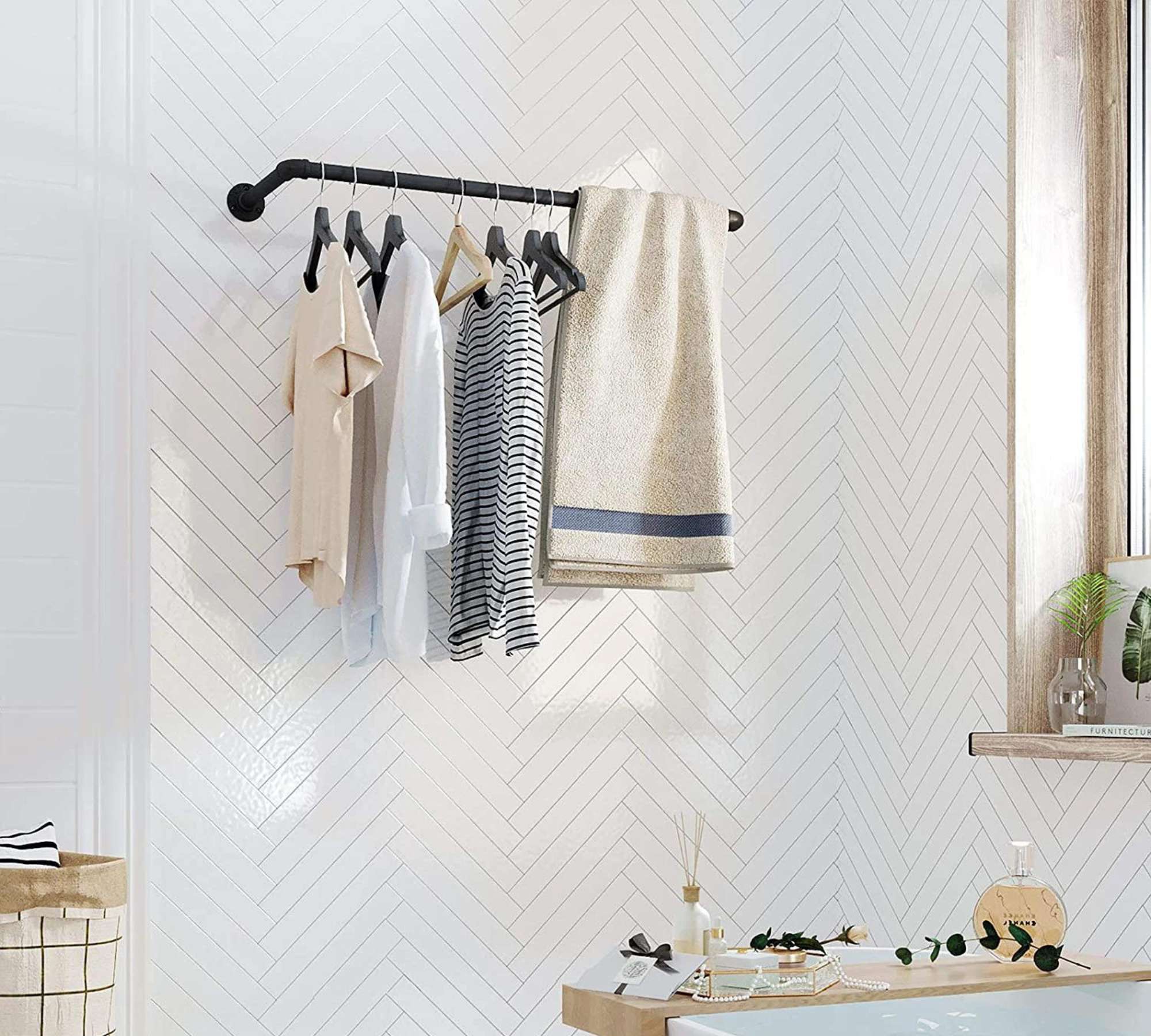 2x Wandgarderobe Metall Schwarz