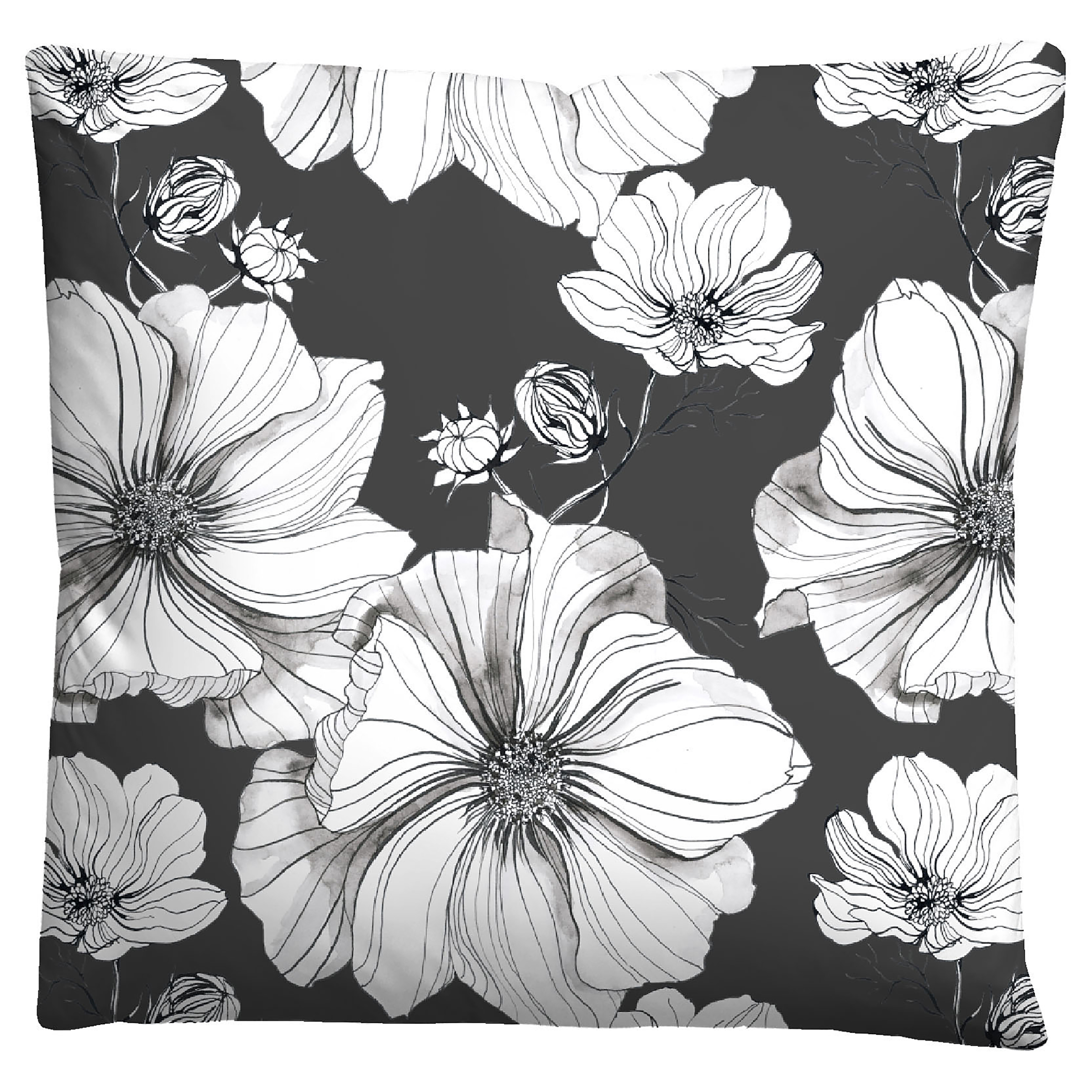 Floral Bedding Cotton Black 135x200cm Pillowcase 80x80cm