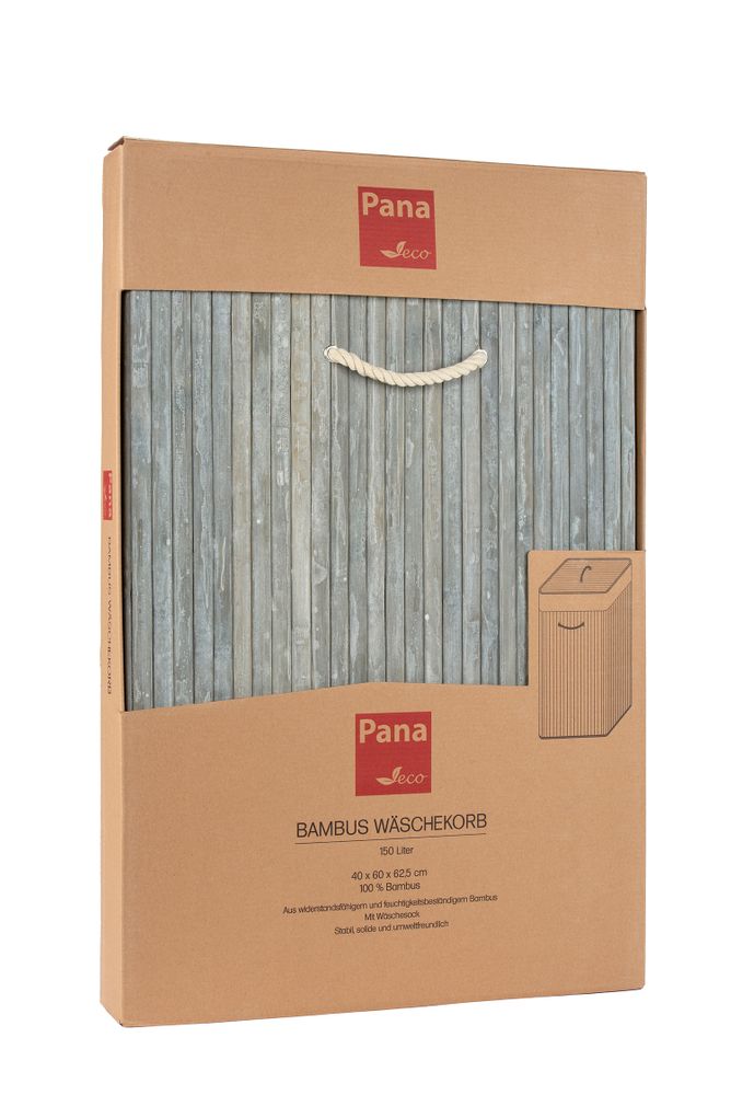 Wäschekorb mit Deckel aus Bambus Stone Grey