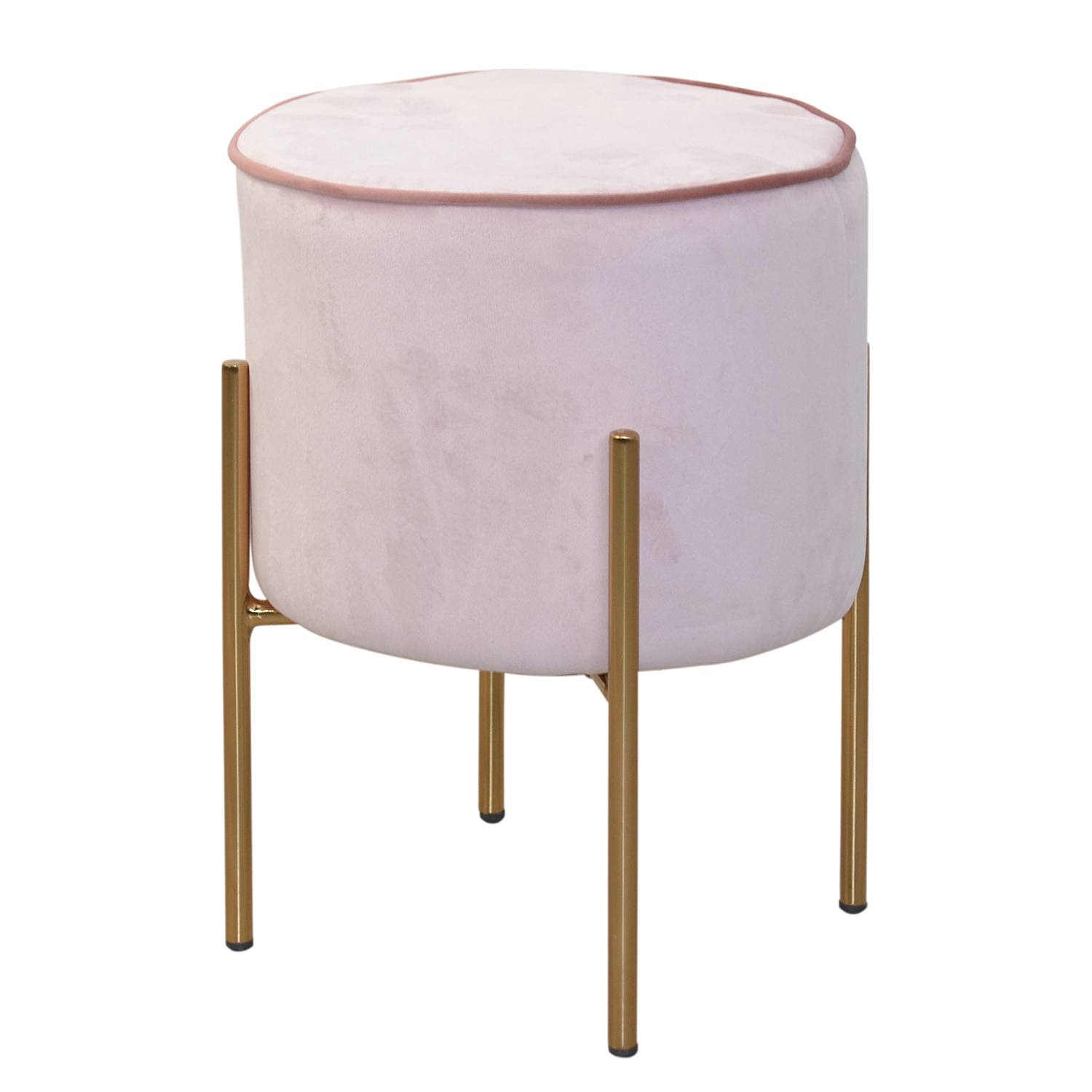 Polsterhocker Ostbirk Stahl Samt Rosa