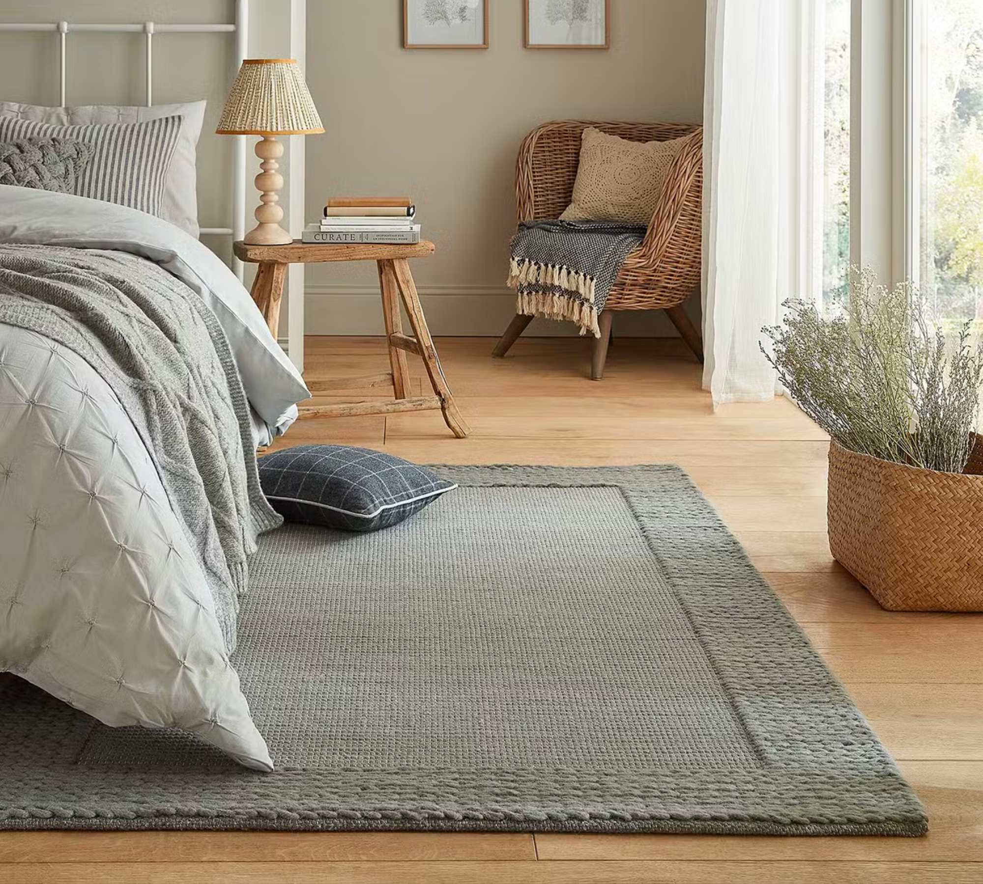 Rug Carpet Wool Grey 200 x 290 cm