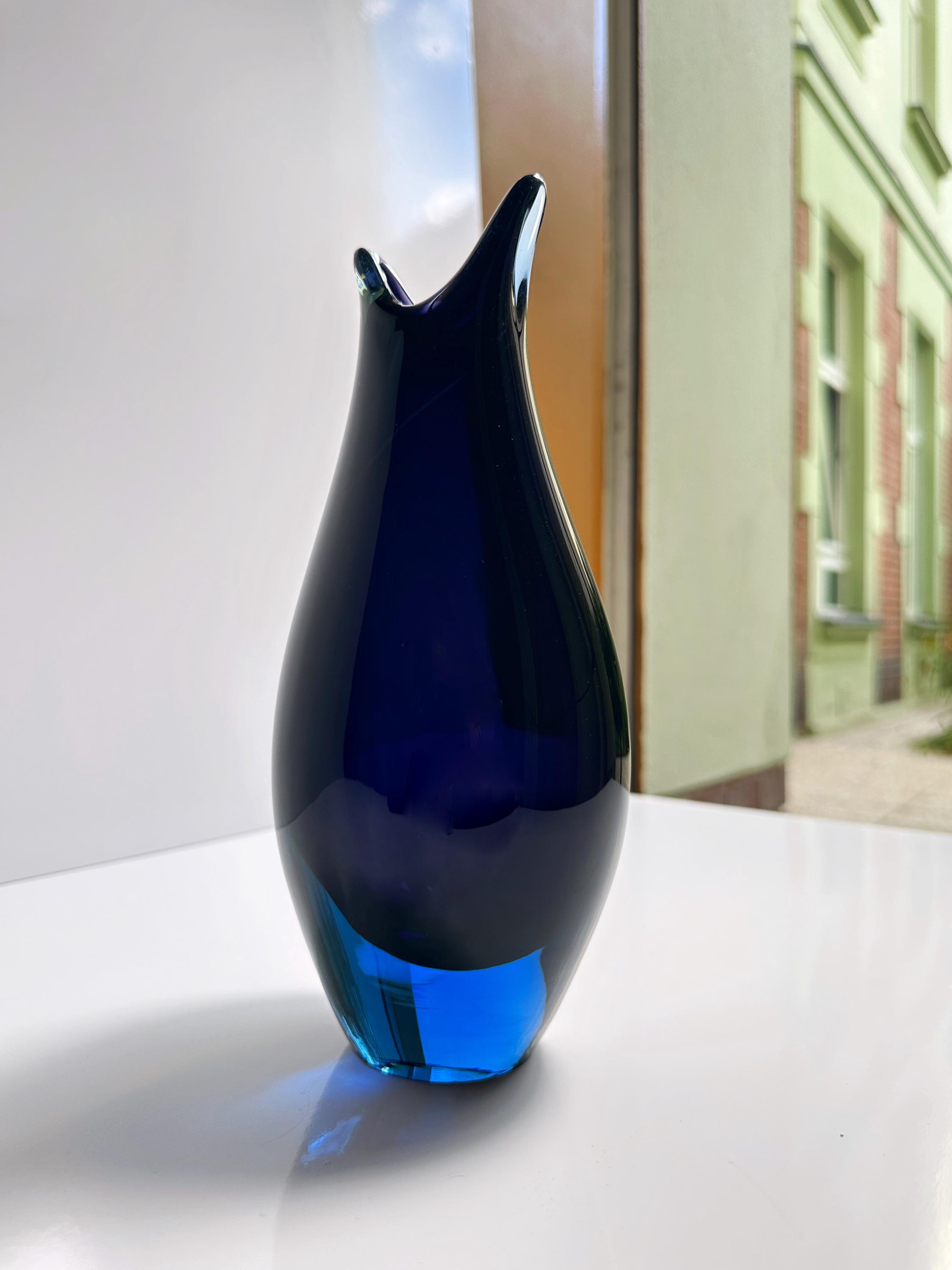 Vintage Vase Muranoglas Dunkelblau