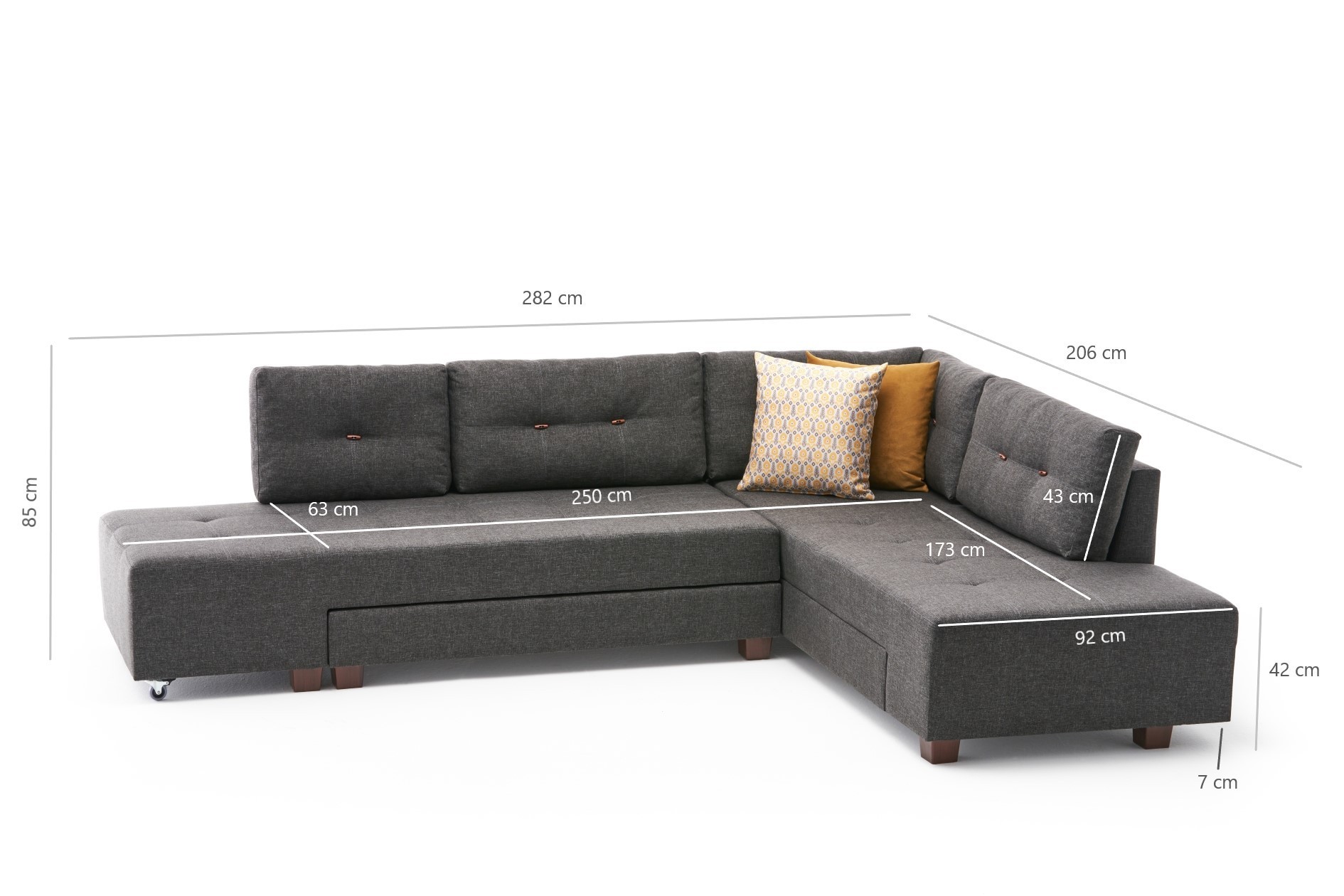 Manama Corner Sofa Bed Right - Anthracite