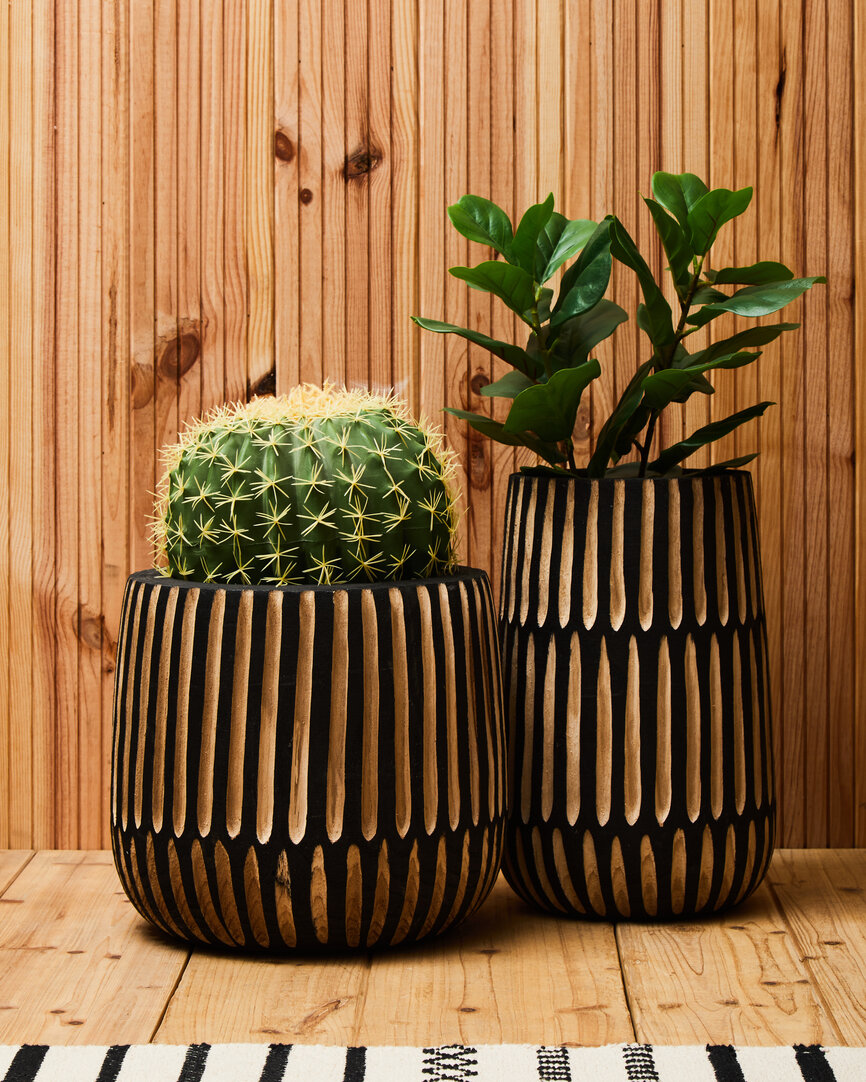 Arlo Große Natur und Schwarze Holzvase
