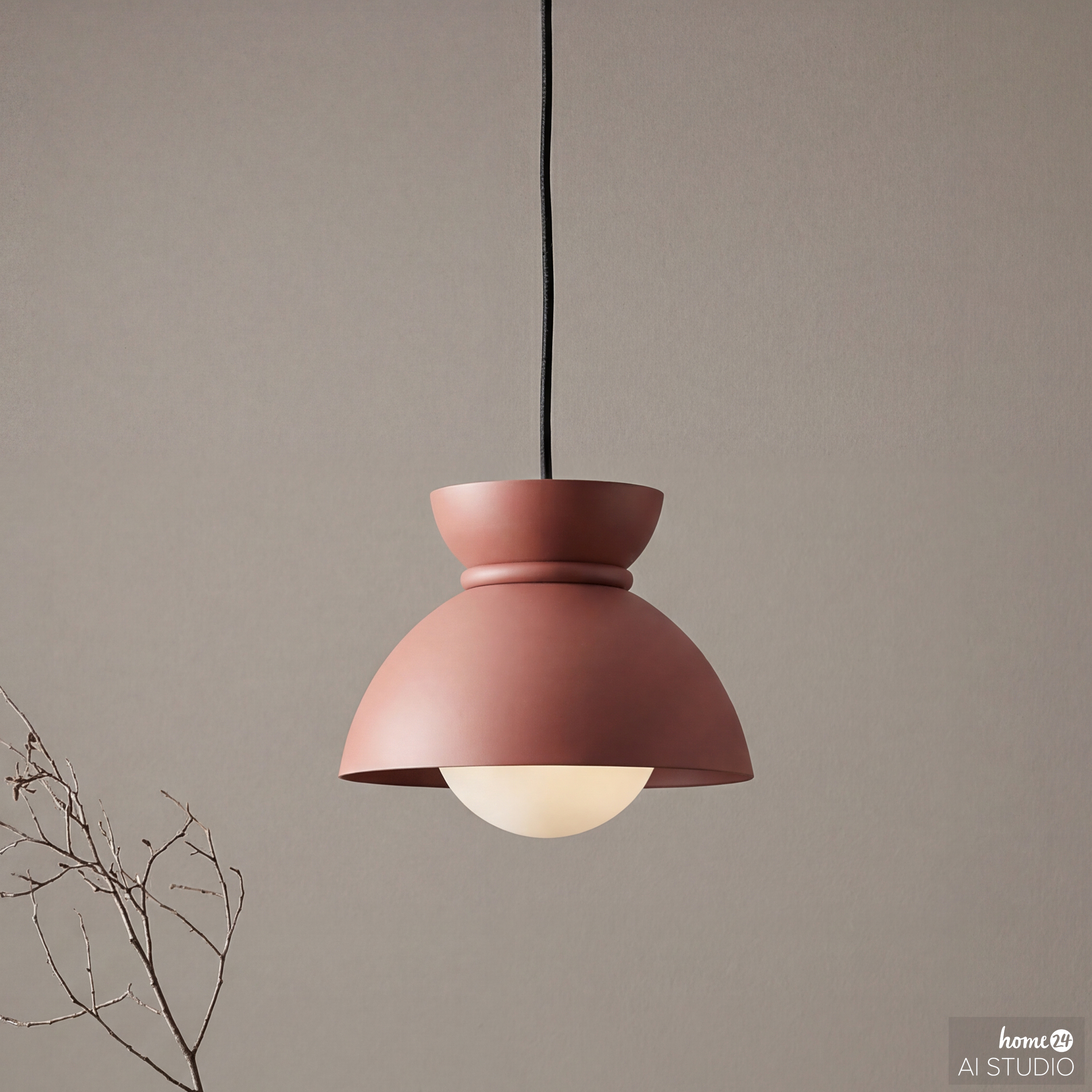 Pendant light Quora 1-light iron opal glass red