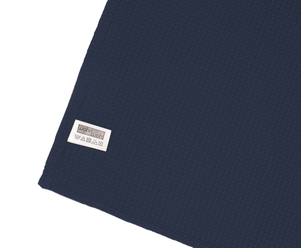 Leichte Decke aus Waffelpiqué 100% Baumwolle Navy Single