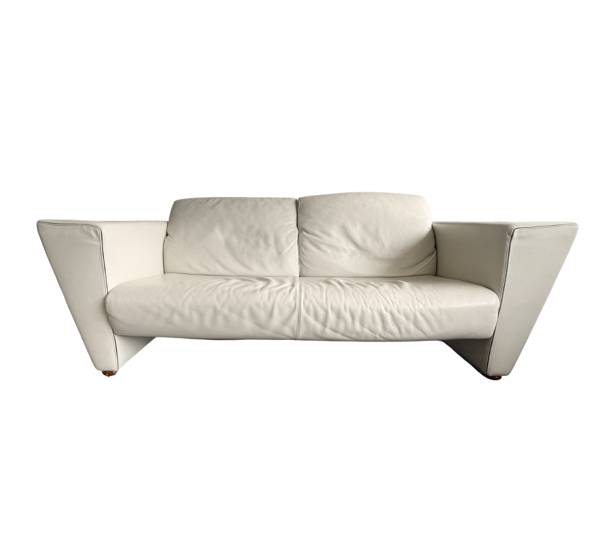 Sofa Leather Wood Grey