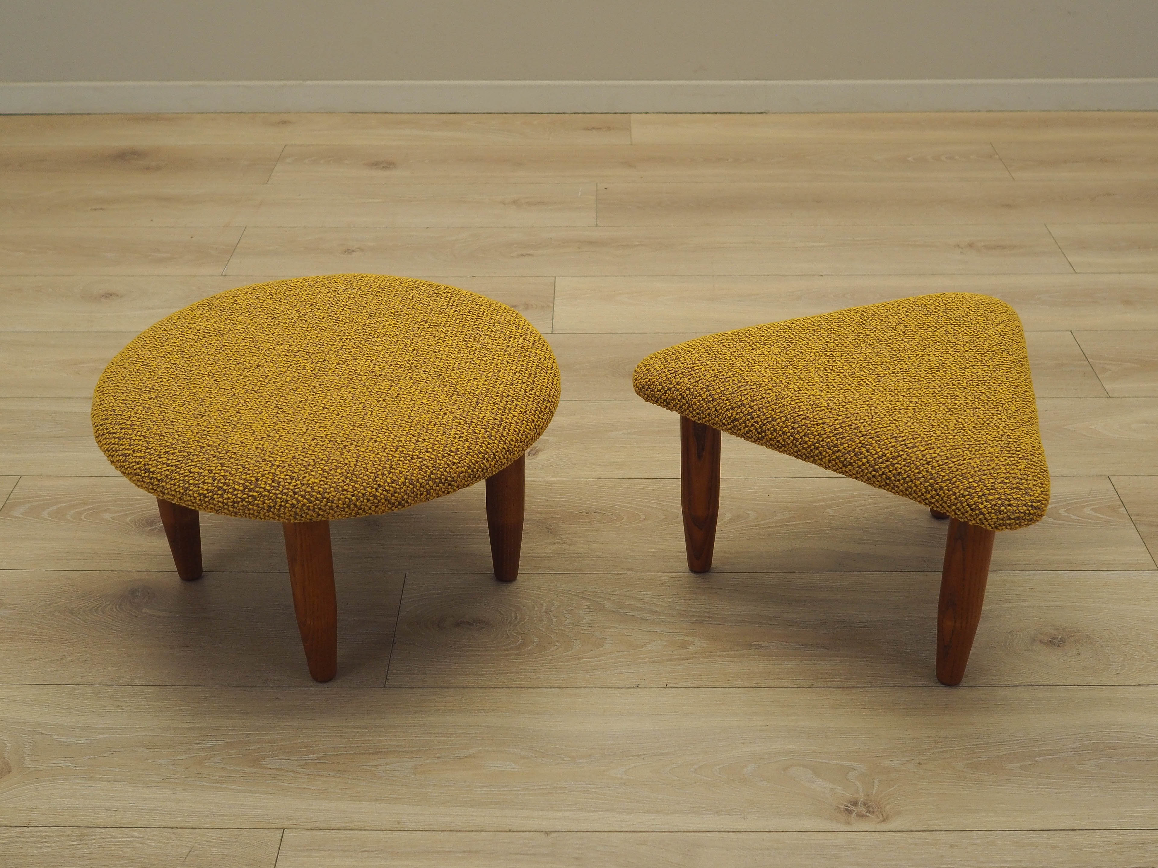 2-Teilig Hocker-Set Braun Senfgelb 1990er Jahre