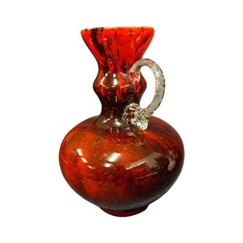 Vintage Vase Glas Rot Schwarz 