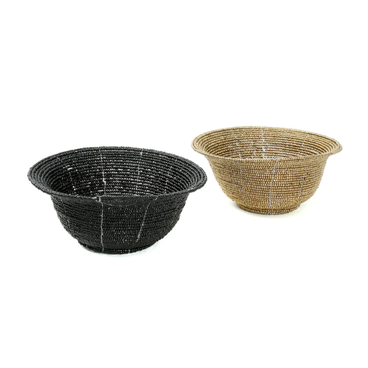 Perl-embellished bowl Black