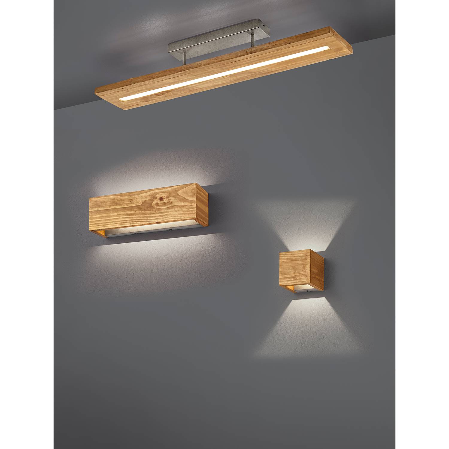 LED-Deckenleuchte Brad Pinie Teilmassiv Aluminium