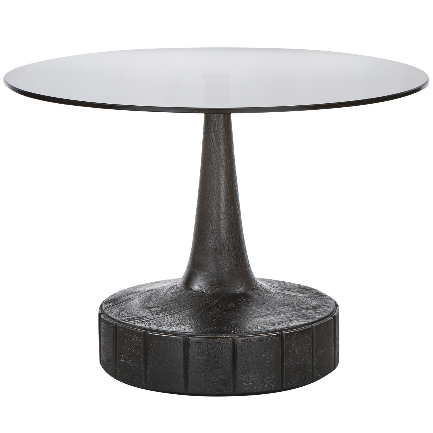 Soya Side Table Wood Glass Black