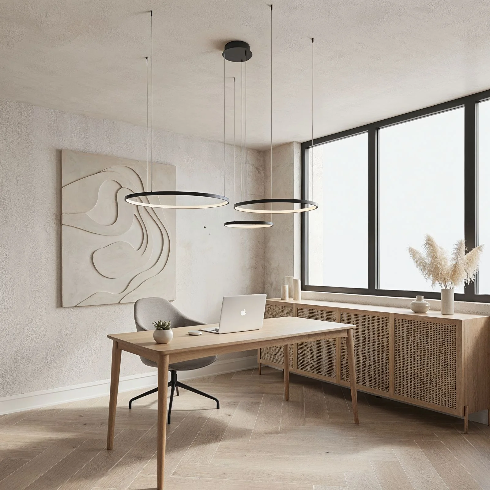 Ring-shaped LED pendant light CAECILIA Black