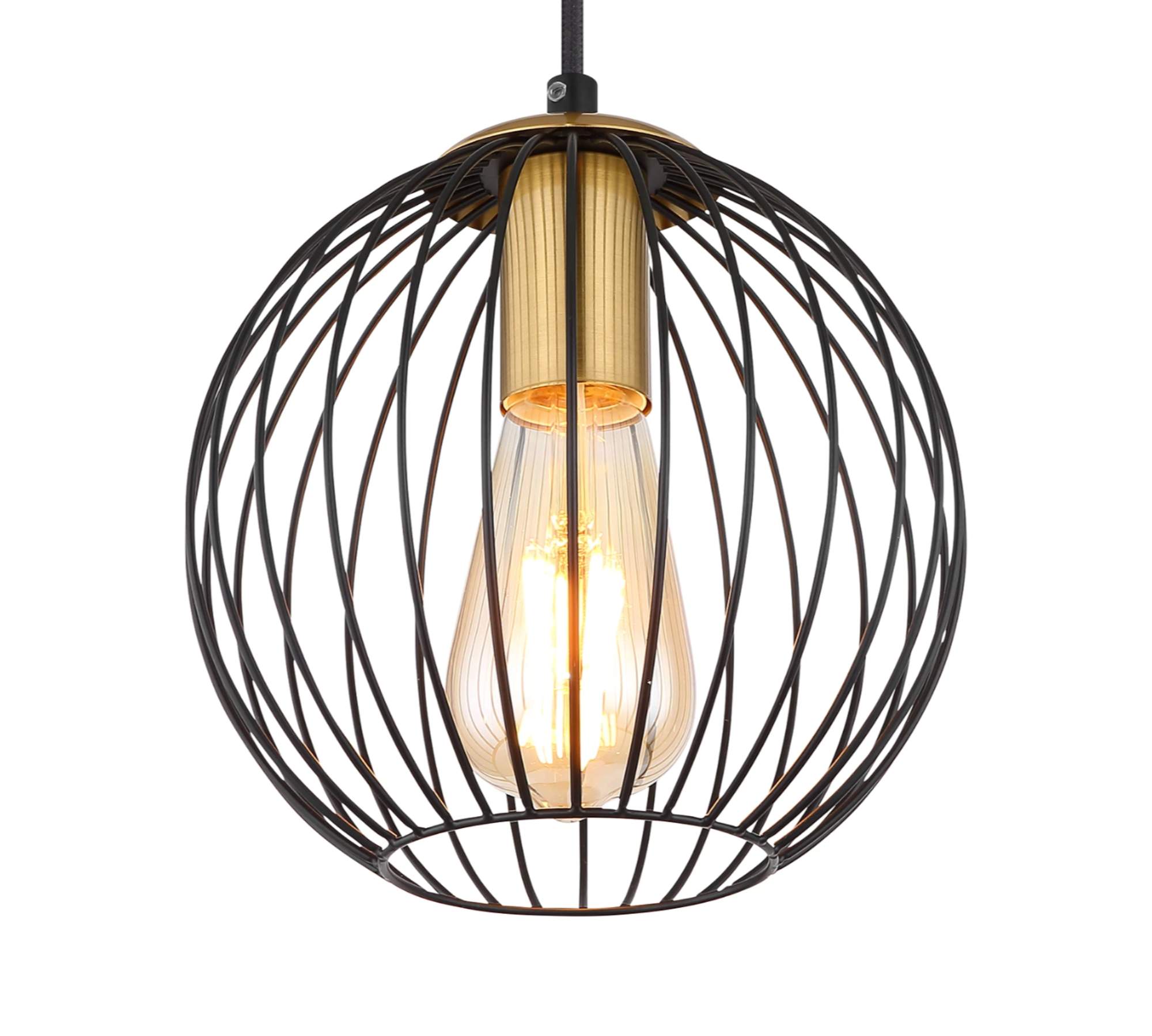 Pendelleuchte 3-flammig Metall Schwarz Gold