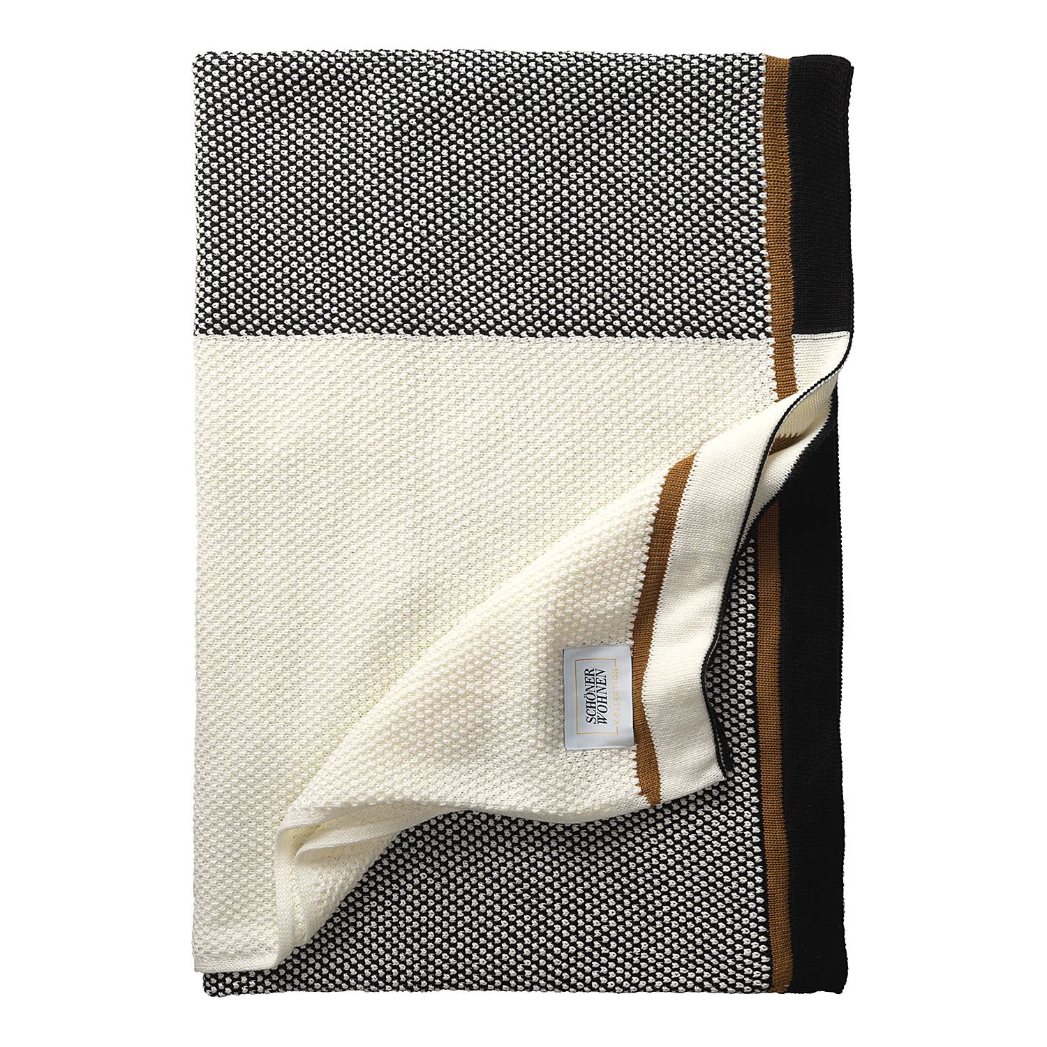 Plaid Part Baumwolle Schwarz Weiß 130 x 170 cm