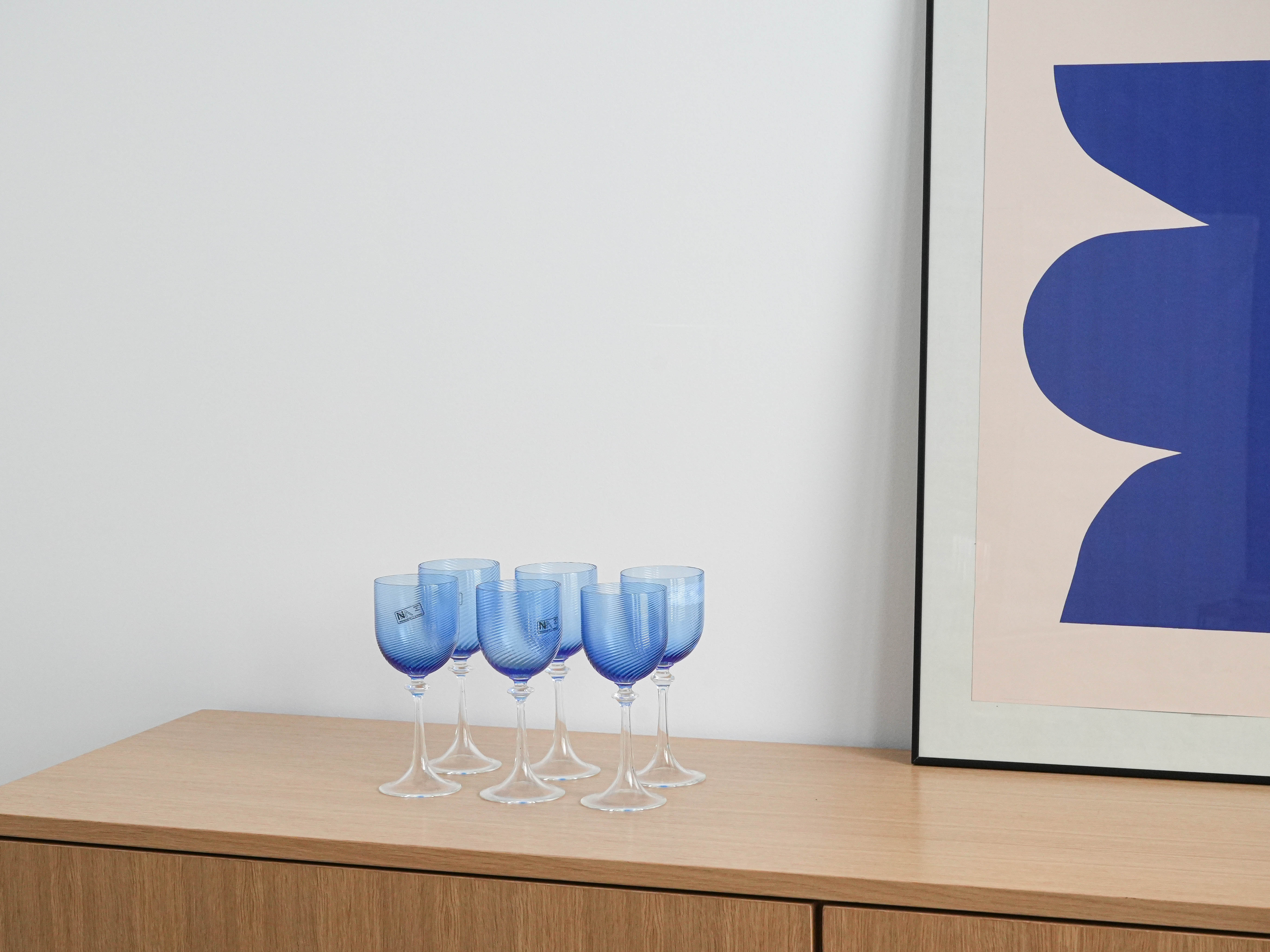 Gläser-Set Muranoglas Blau 1970er Jahre