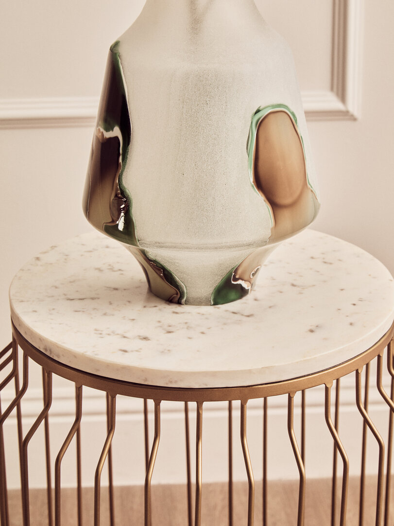 Shalimar Side Table Marble Gold White