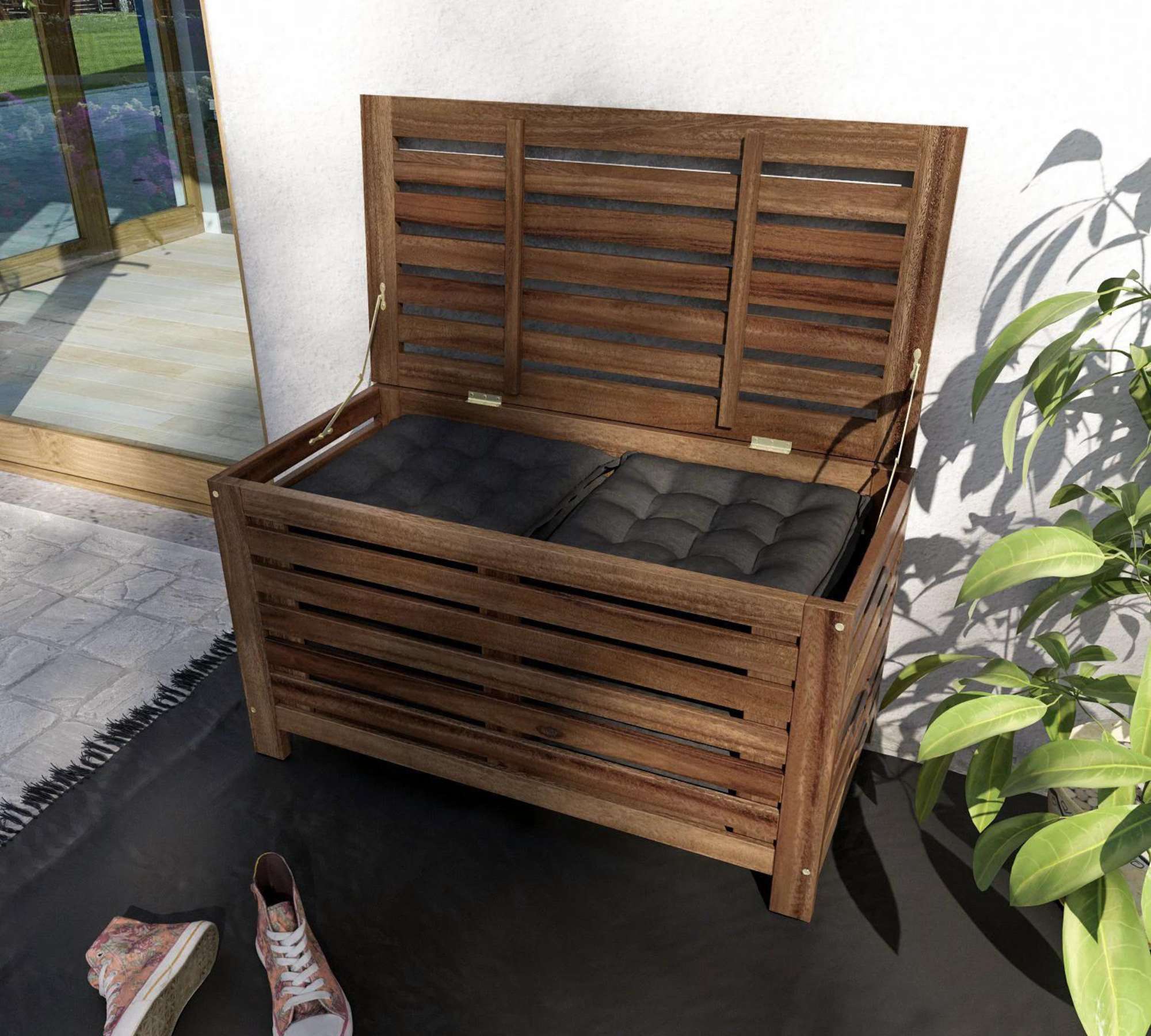 Gartenbox mit Sitzgelegenheit Holz Braun