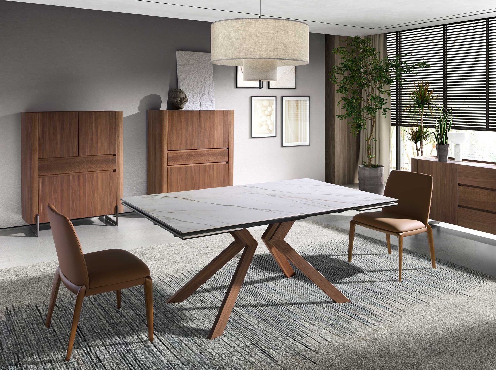 Dining chair faux leather brown