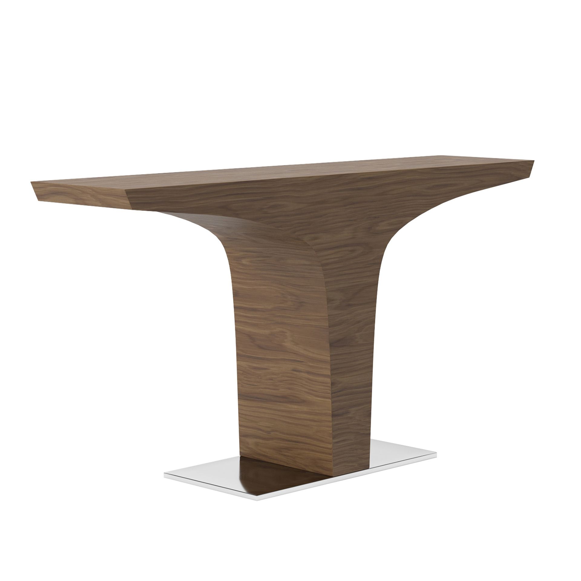 Rectangular console table wood veneer steel