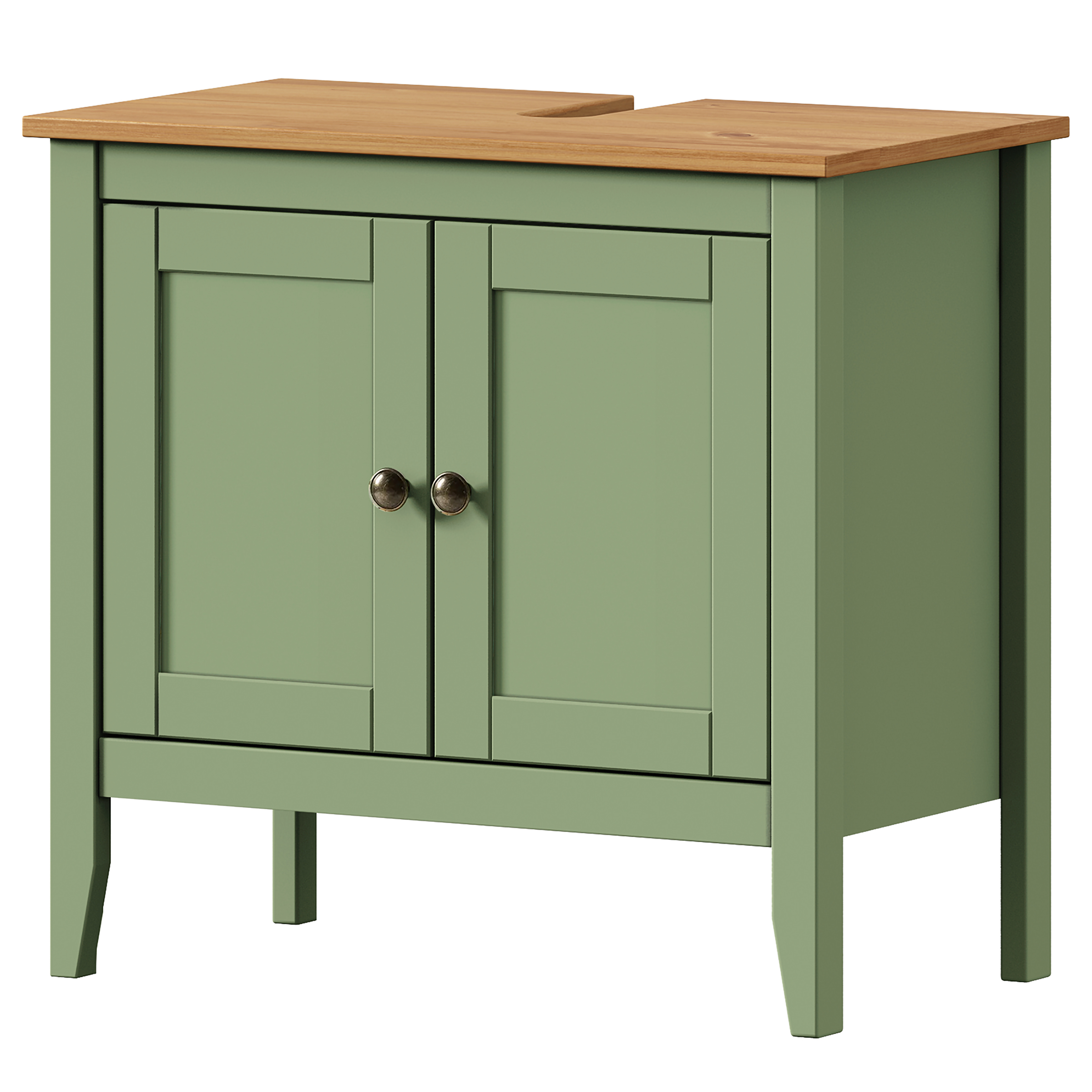 Belleria Typ B Waschbeckenunterschrank Massivholz Grün