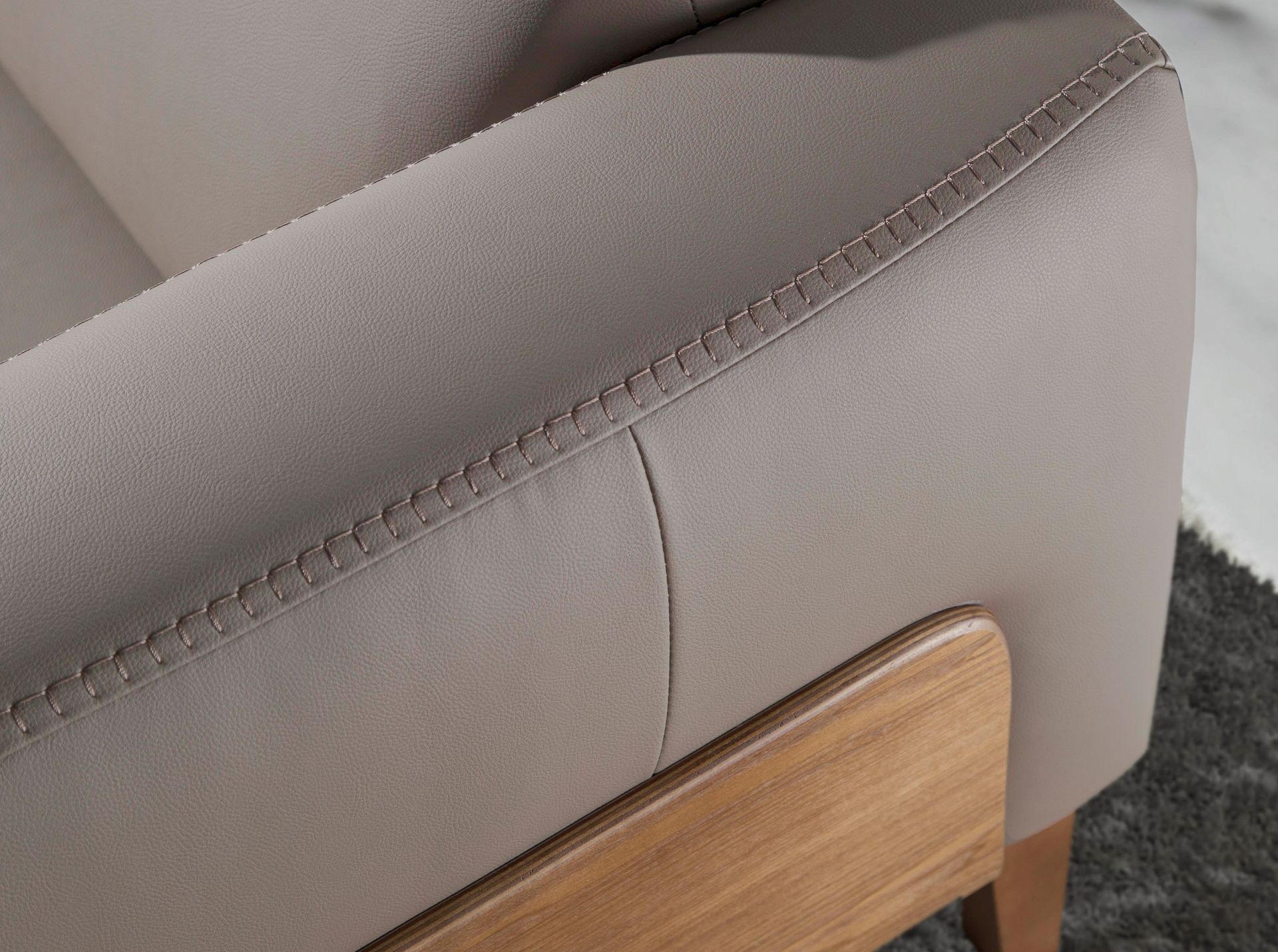 Sofa 2-Sitzer Leder Grau