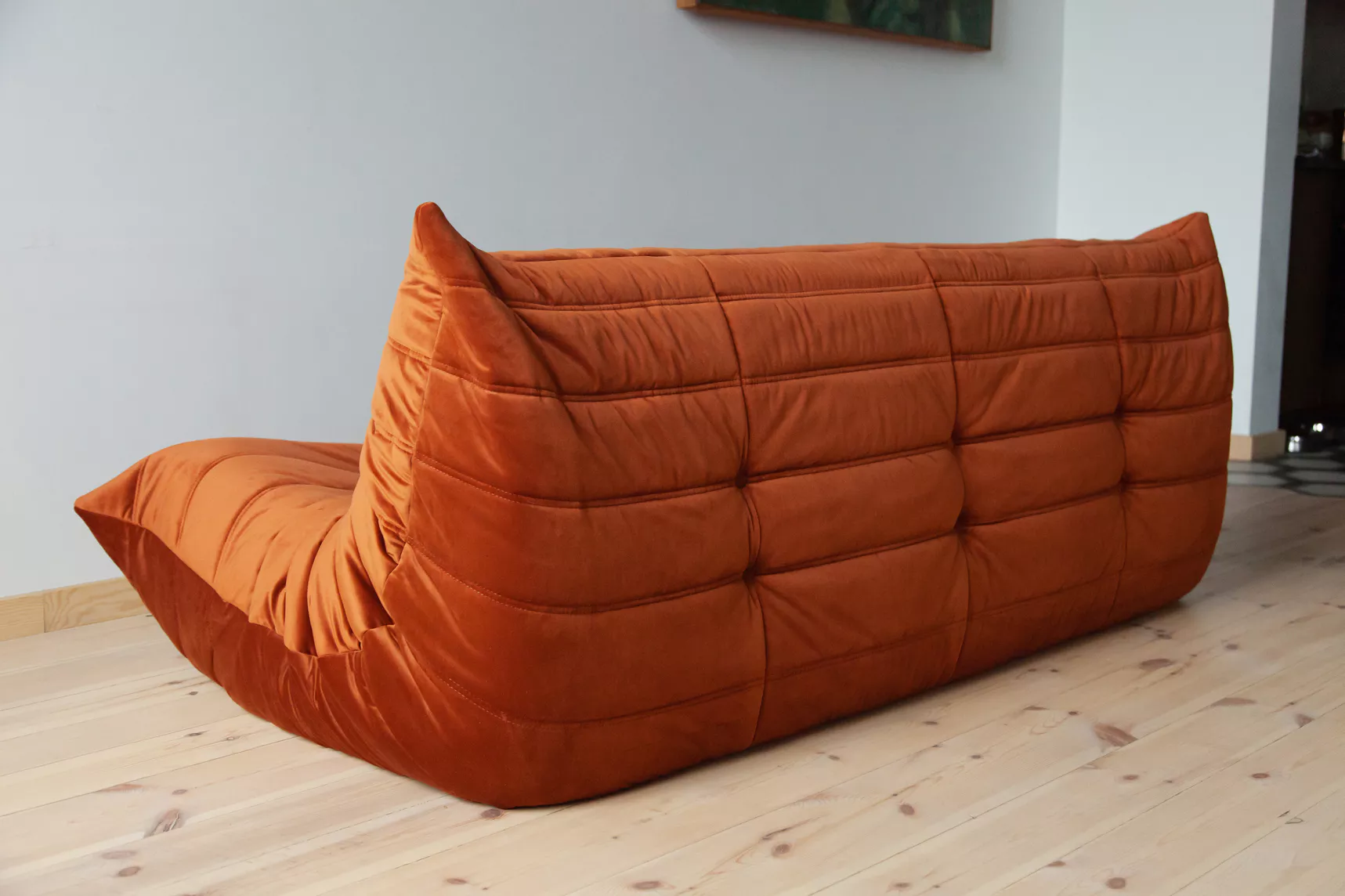 Togo Sofa 3-seater velvet amber-orange