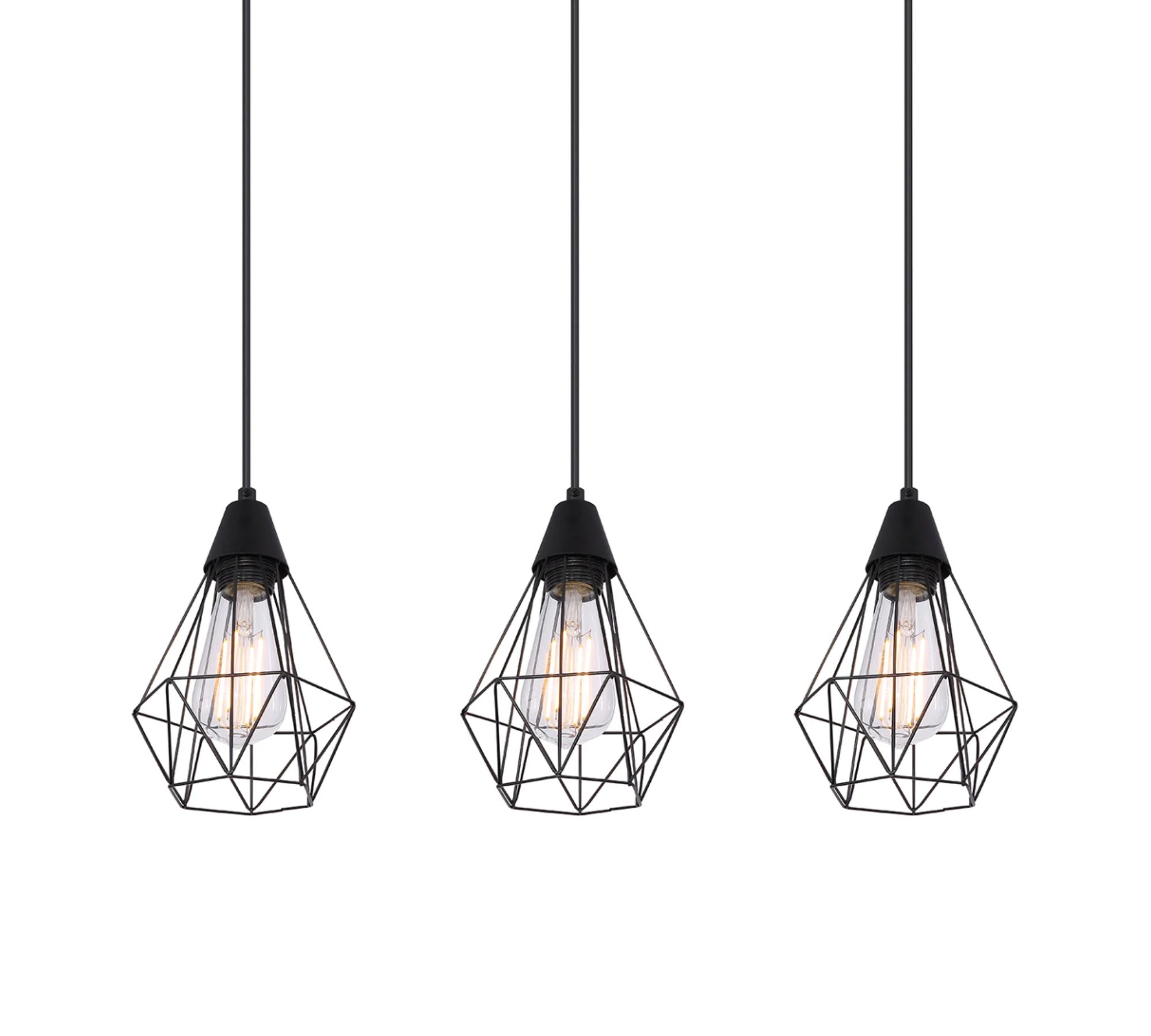 Pendant lamp 3-light iron black