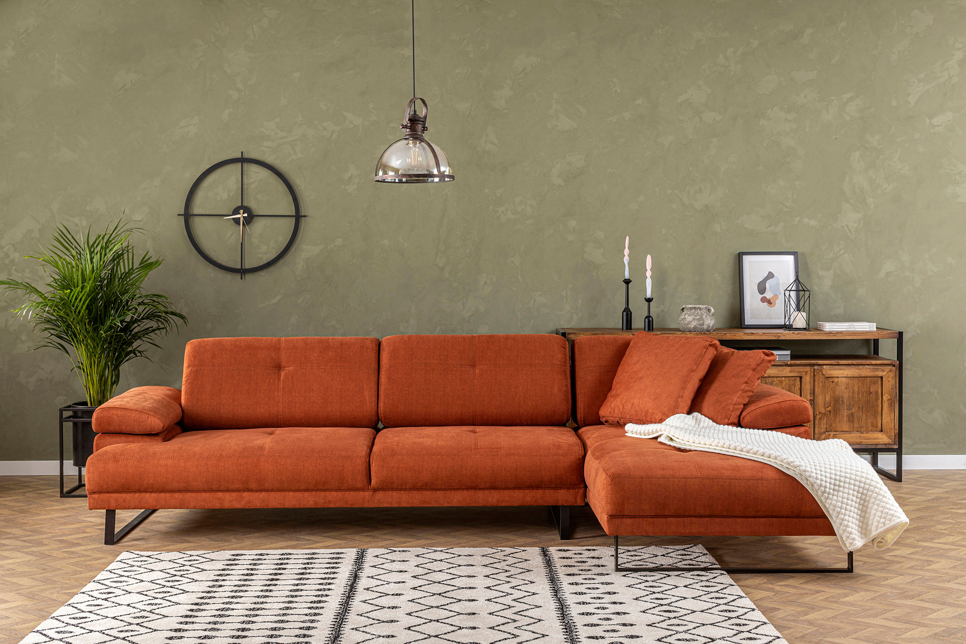 Modernes Sofa Récamiere Rechts Groß Orange