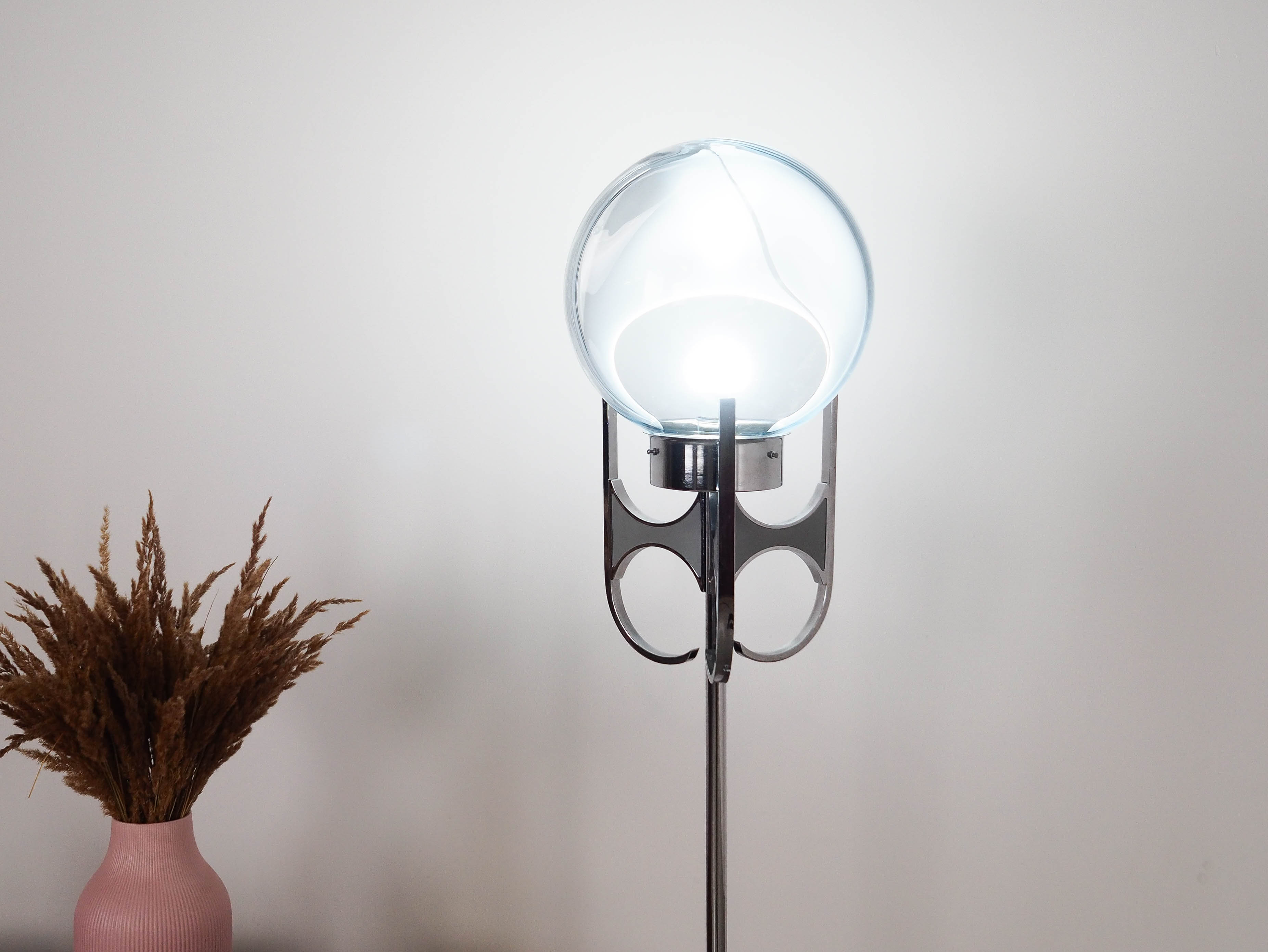 Standing lamp Murano glass Silver 1970s