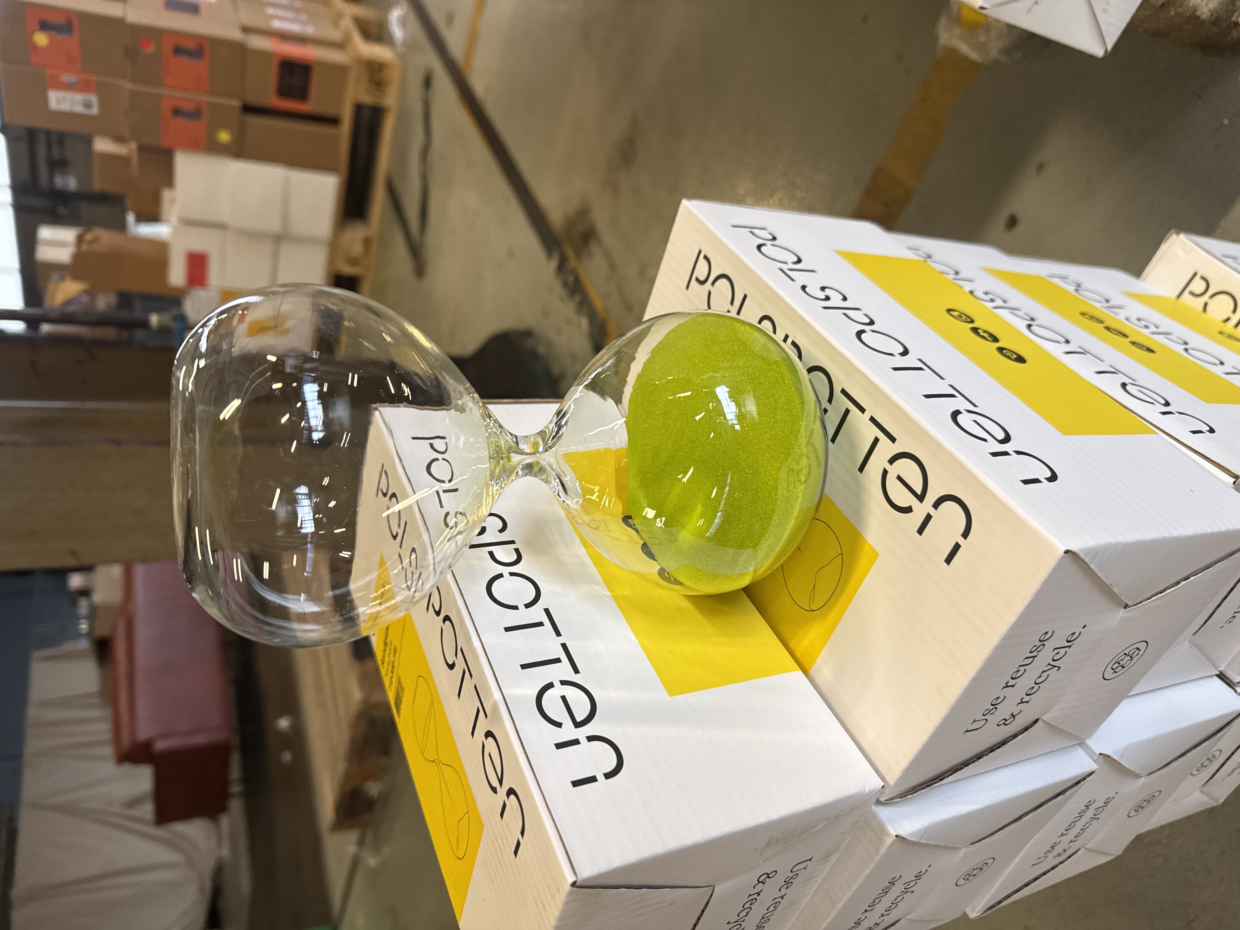 Sanduhr Ball Glas Transparent Grün