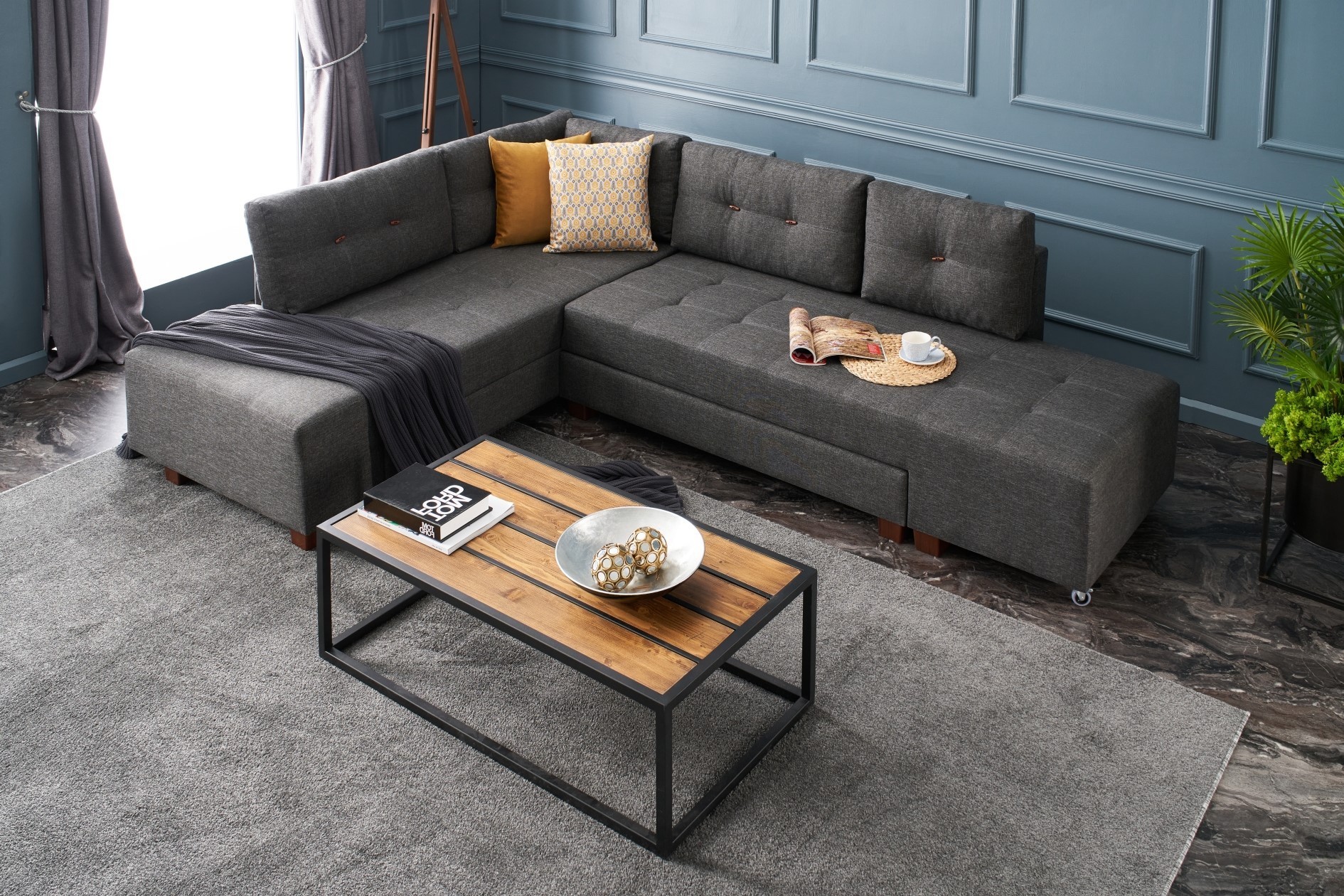 Manama Corner Sofa Bed Left - Anthracite