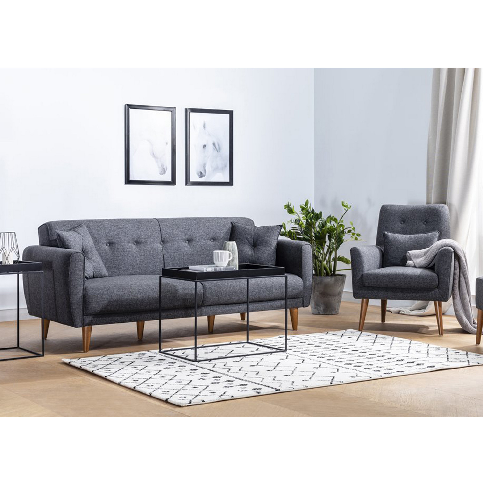 Aria Schlafsofa Set Holzfurnier Anthrazit