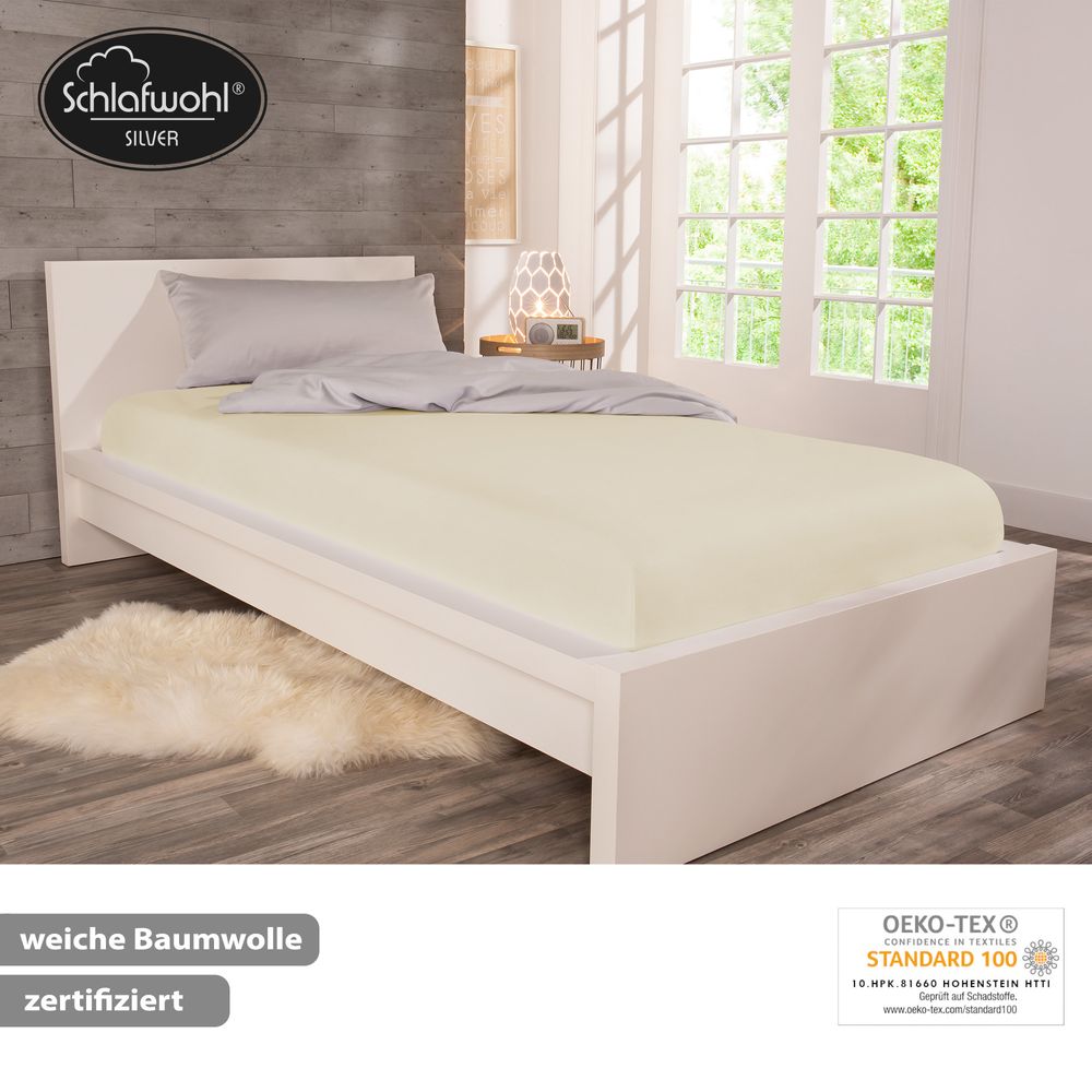 Spannleintuch für Boxspringbett aus Baumwolle Ecru