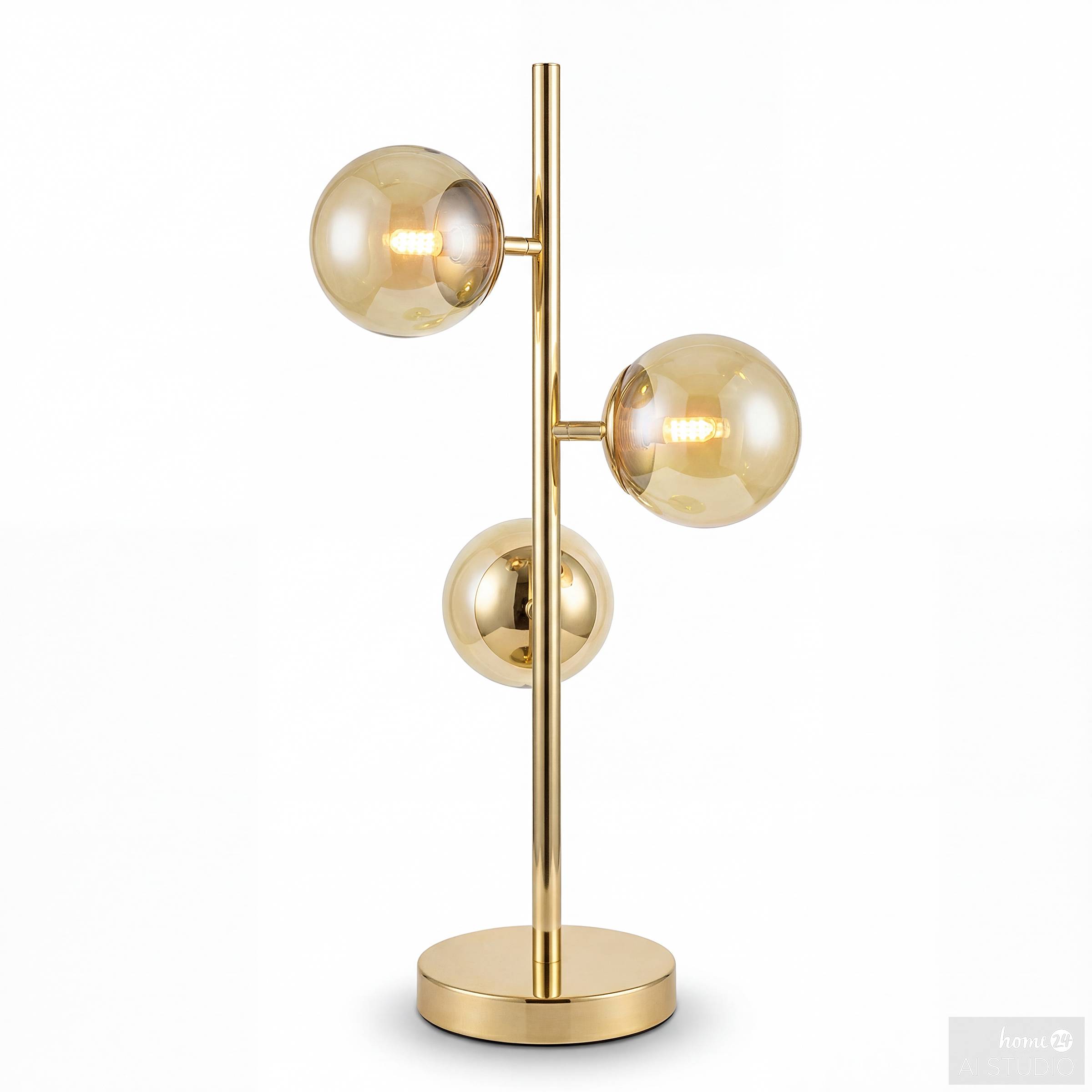 Table lamp Ilumo 3-light colored glass gold