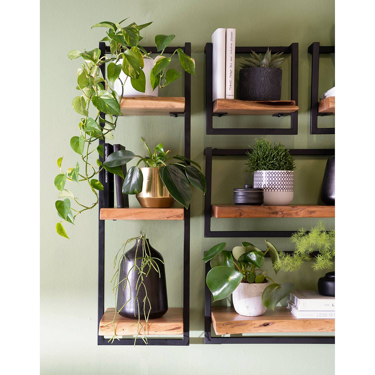 Scaffale a parete Kaawo II Metallo Acacia Nero