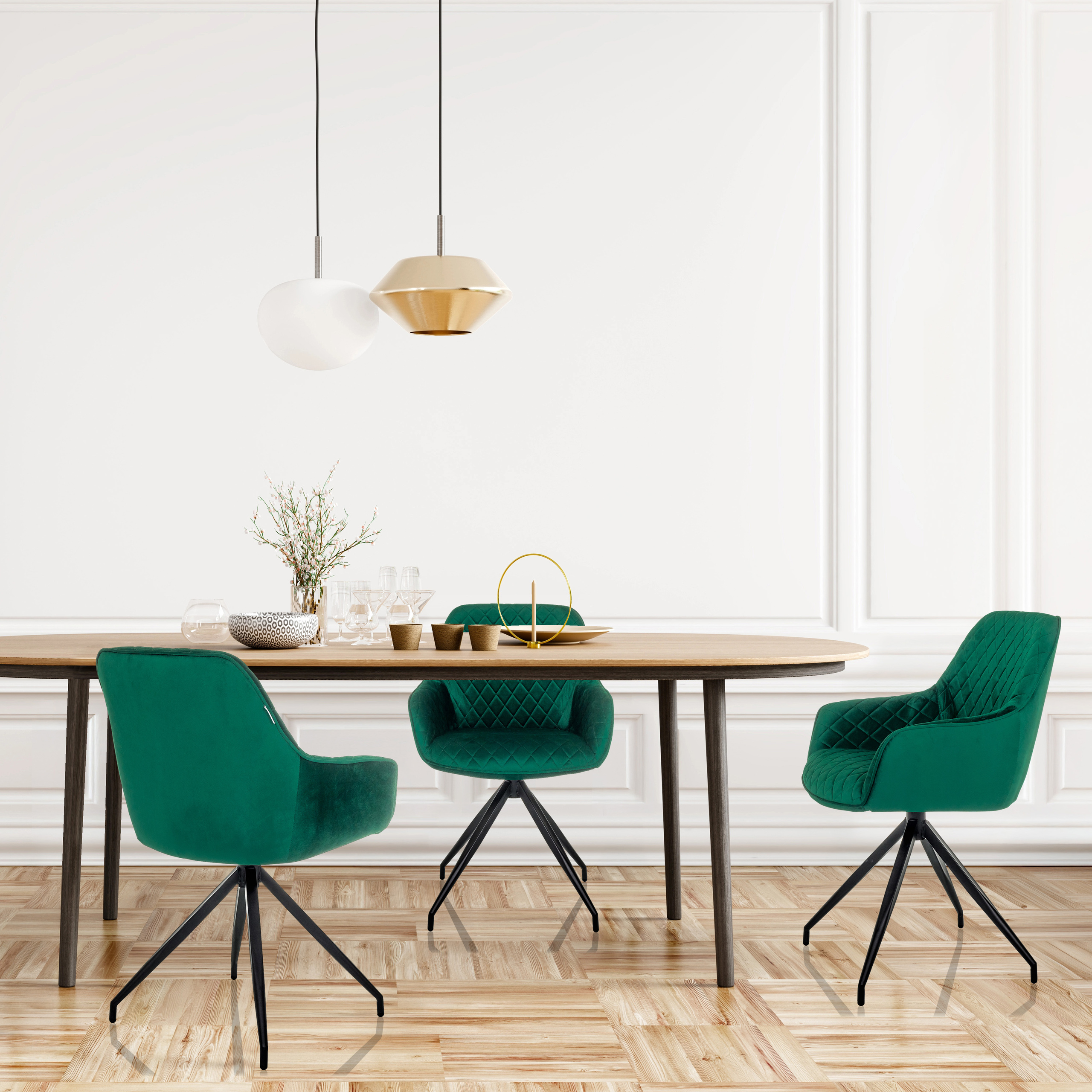 ELVERUM Dining chair Velvet Green