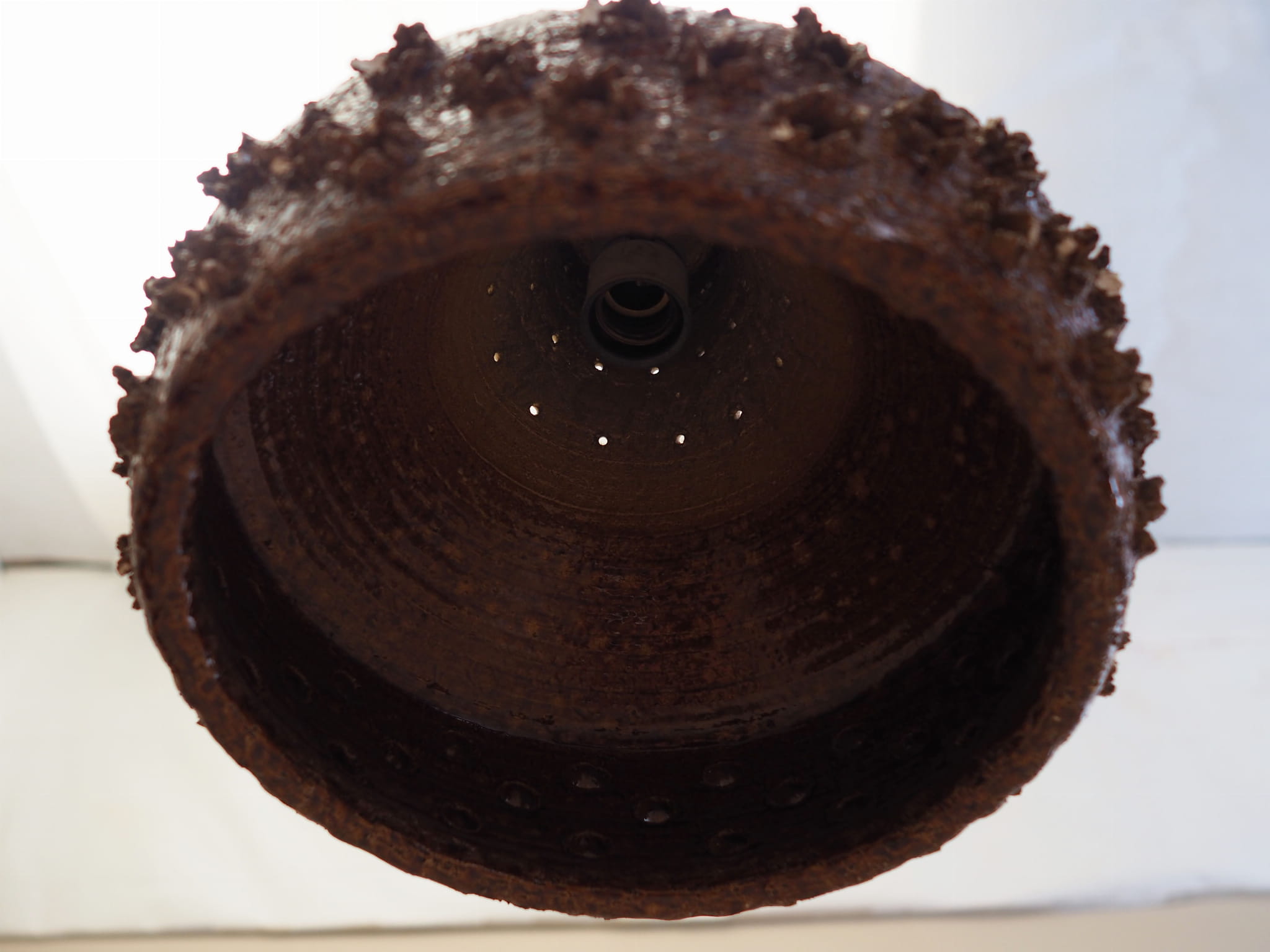Vintage pendant lamp ceramic brown 1960s